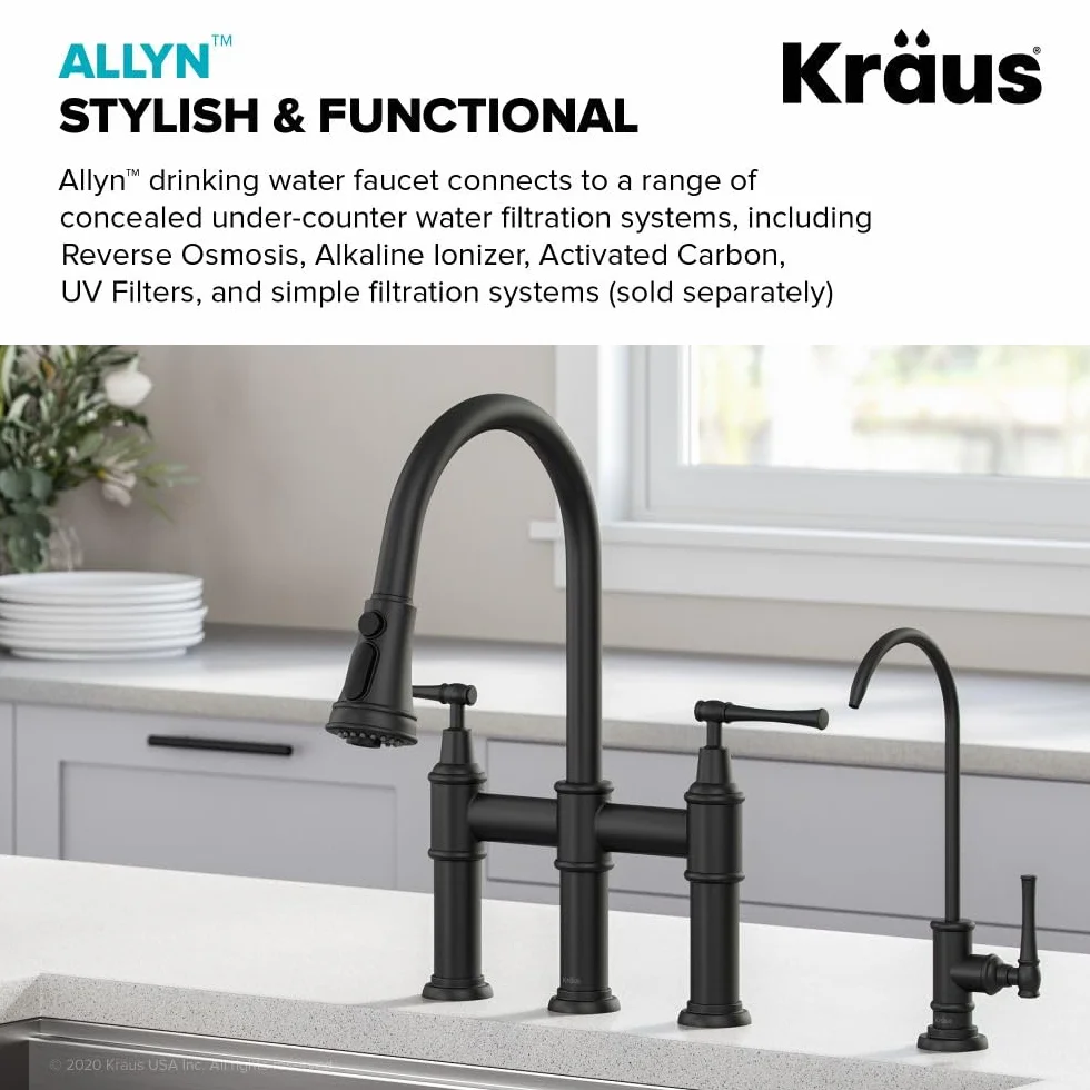 Kraus FF-102MB Allyn 100% bezołowiowy kuchenny filtr do wody, czarny matowy