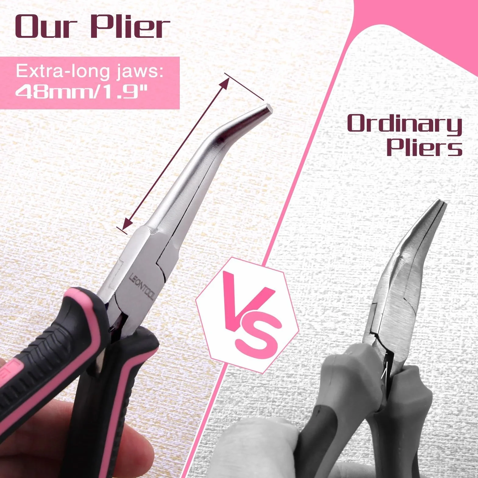 LEONTOOL Zestaw 2 mini z ząbkami, gładkie szczęki, szczypce, łukowe szczypce, do produkcji biżuterii, długie do owijania drutu