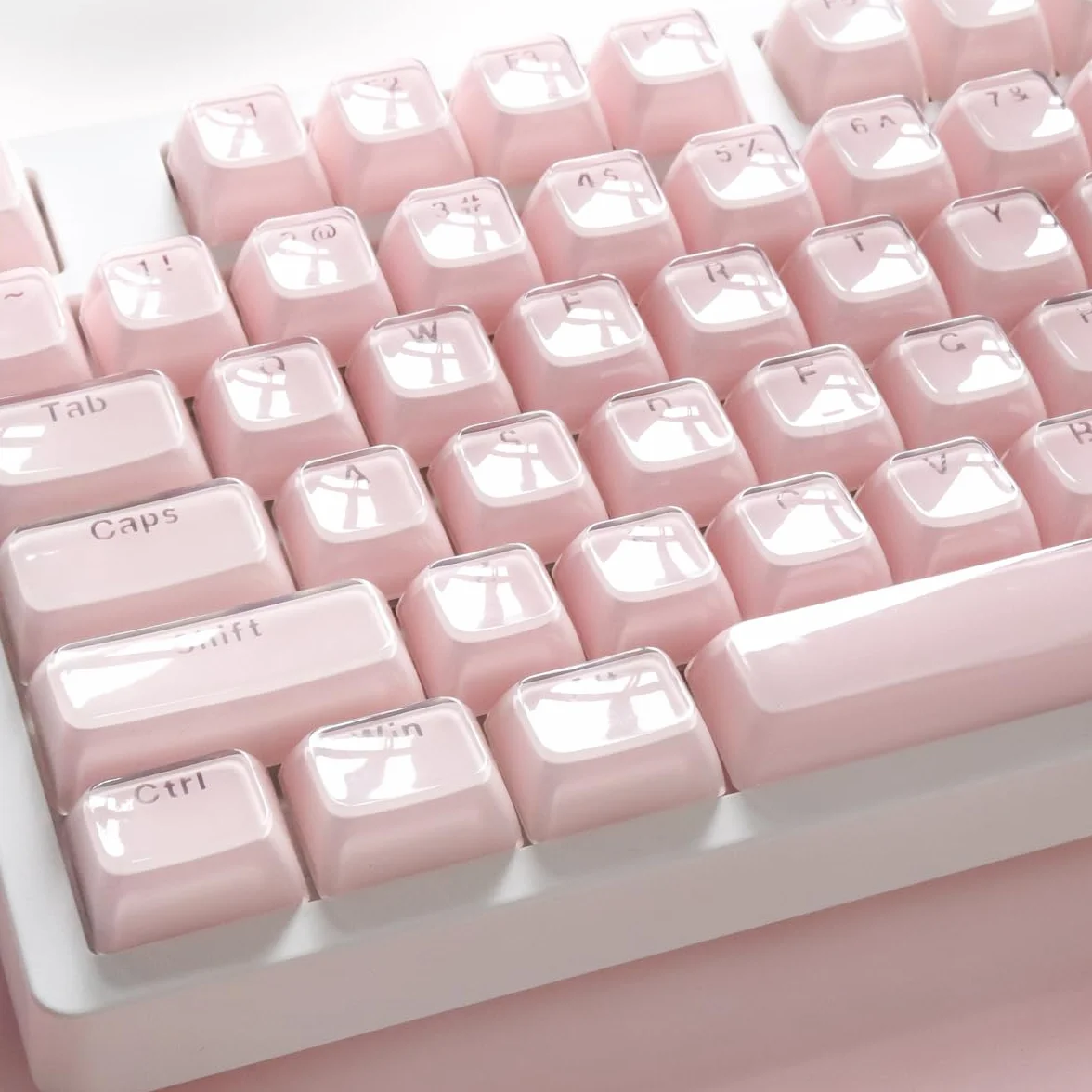 Sunzit Crystal Jelly Pink Keycaps, profil MDA, przezroczyste jadeitowe klawisze, 130 klawiszy błyszczą przez niestandardowe klawisze, zestaw nasadek na klawisze 60%, 65%, 75%, 100% Cherry MX