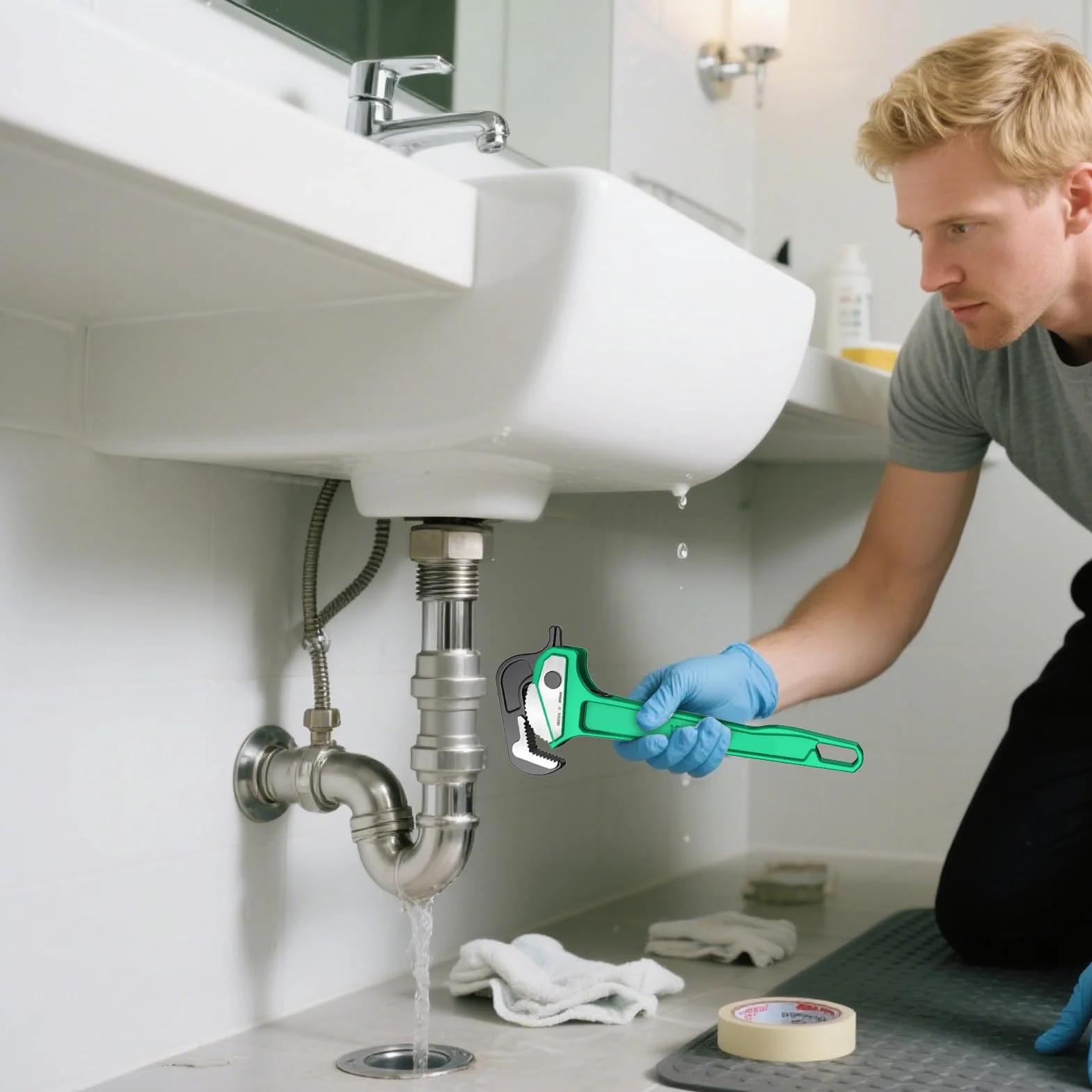 Klucz Rurowy dla Hydraulików Wytrzymałe Regulowane Szczypce Do | Wielofunkcyjne Narzędzie Klucza Do Rur Do Zaworów Pompy Hamulca Węża Odpływu Prysznica Wanny Toalety Użytku