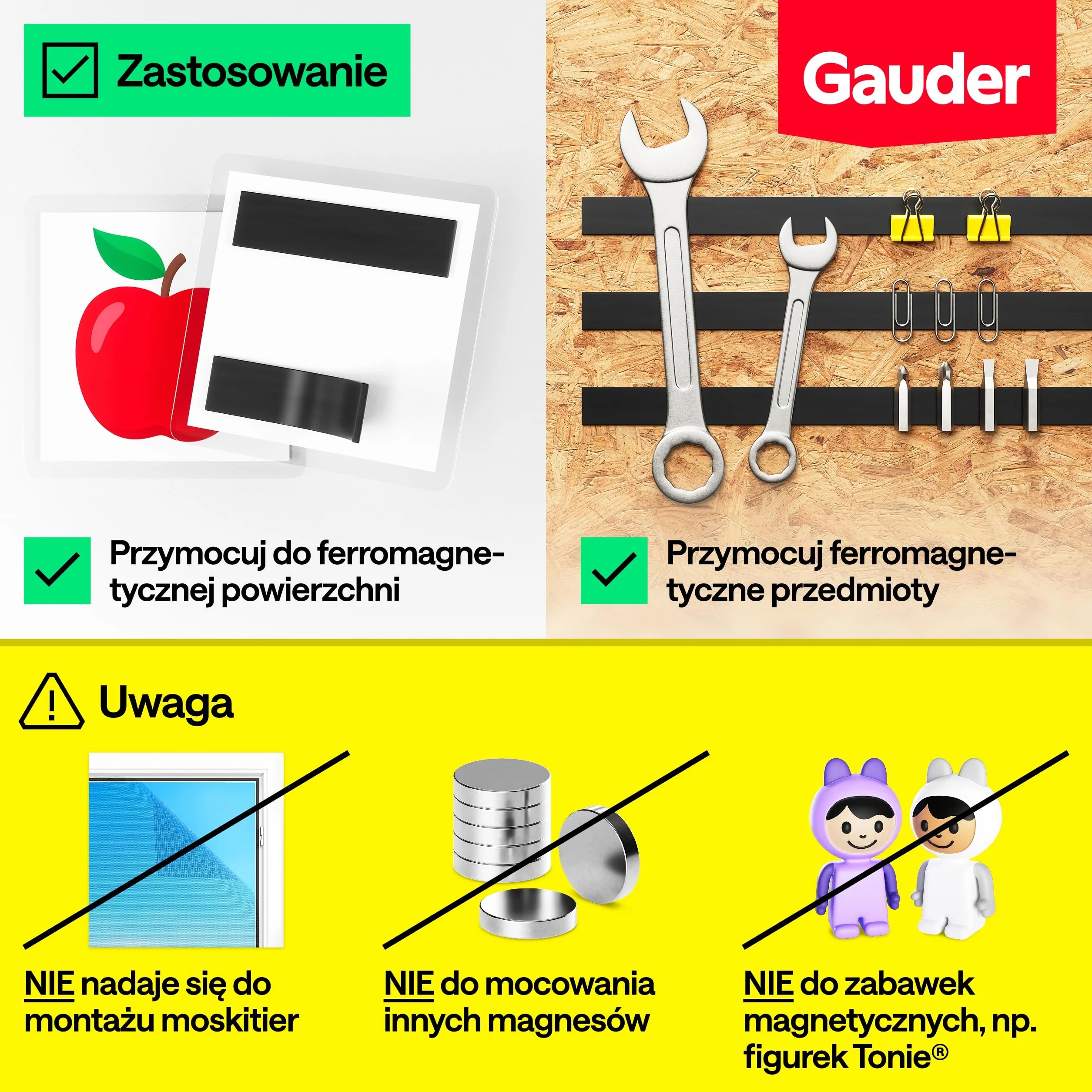 GAUDER Taśma Magnetyczna Samoprzylepna Mocna - Magnetyczny Pasek do Cięcia o Wysokiej Przyczepności - Taśma z Mocnym Klejem (3 m x 15 mm)