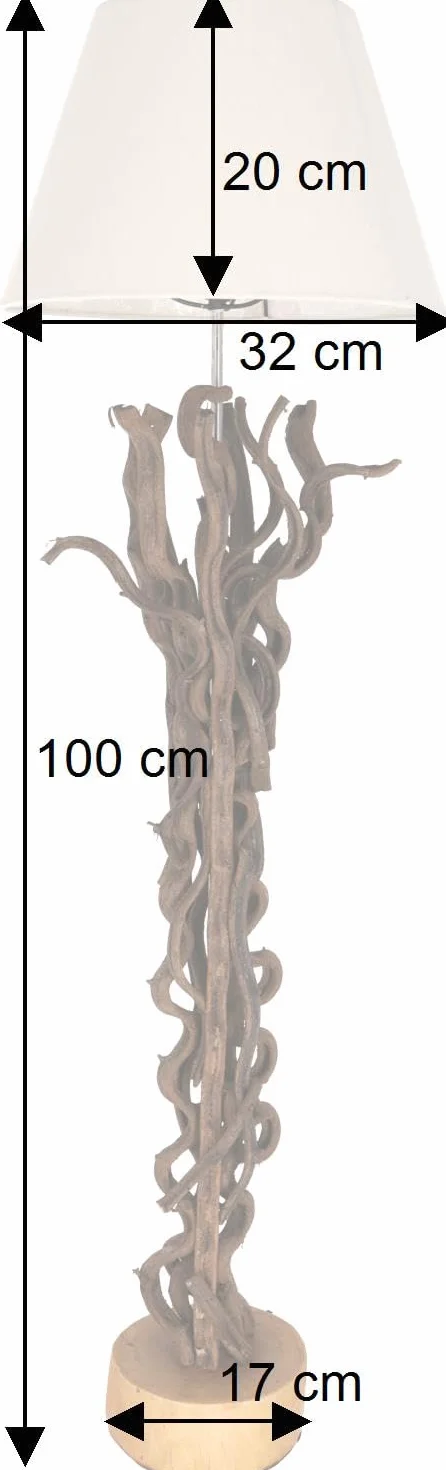 Lampa stojąca wykonana ręcznie z naturalnego materiału, drewna, bawełny, model Jade 100 | Unikalna lampa z drewna dryfującego, ciepłe światło, nastrojowa atmosfera, idealna do relaksu, unikat