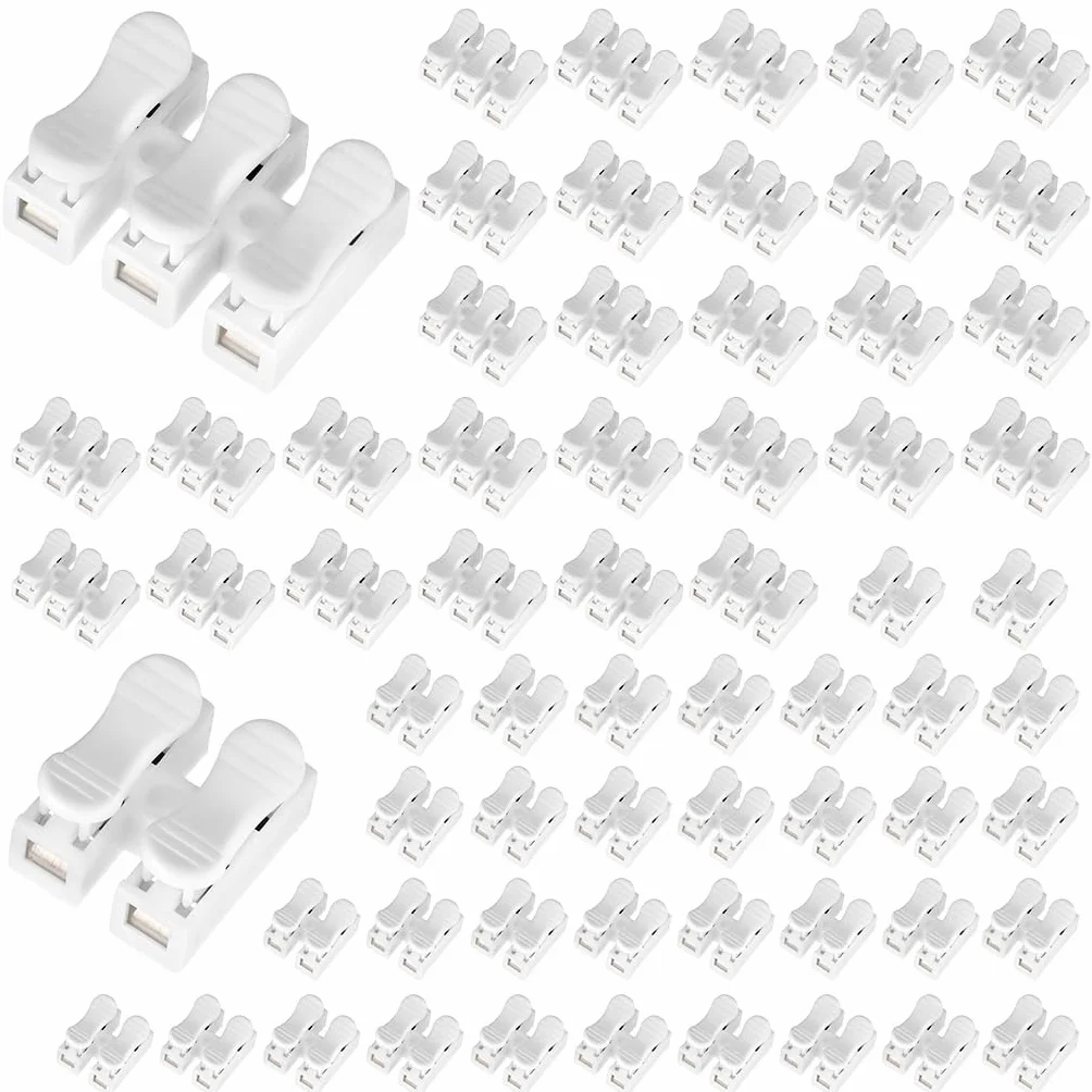 QWORK® Zestaw zacisków żyrandolowych CH2 & CH3 – 2-pinowe/3-pinowe zaciski kablowe, 250 V/5 A, trudnopalne – beznarzędziowe szybkozłącze do lamp, urządzeń gospodarstwa domowego i samochodów osobowych