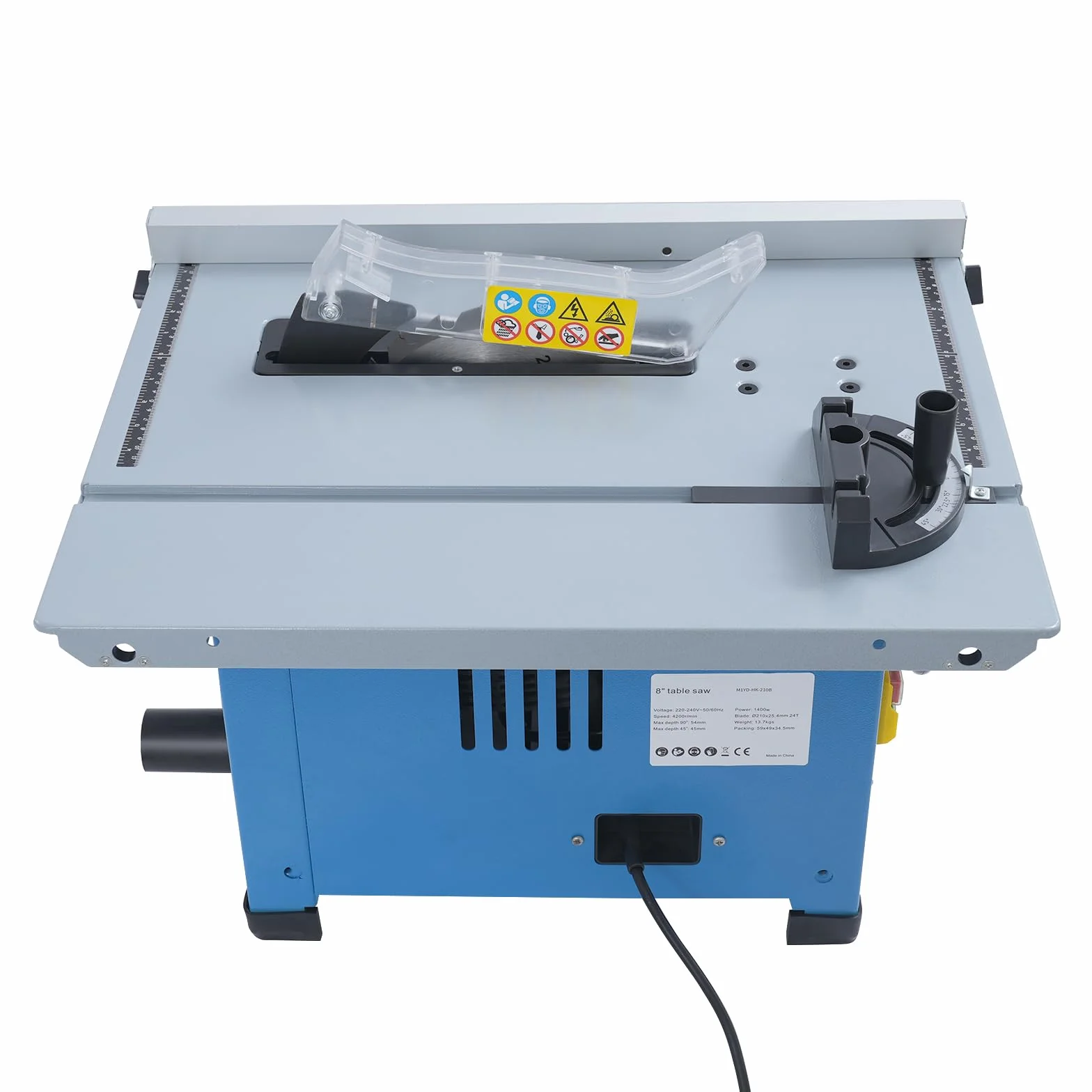 Mini stołowa pilarka tarczowa 1400 W, 4200 obr./min, z poszerzeniem stołu, cięcie 0-45° i głębokość cięcia 54 mm, piła tarczowa z brzeszczotem 210 mm do obróbki drewna i majsterkowiczów