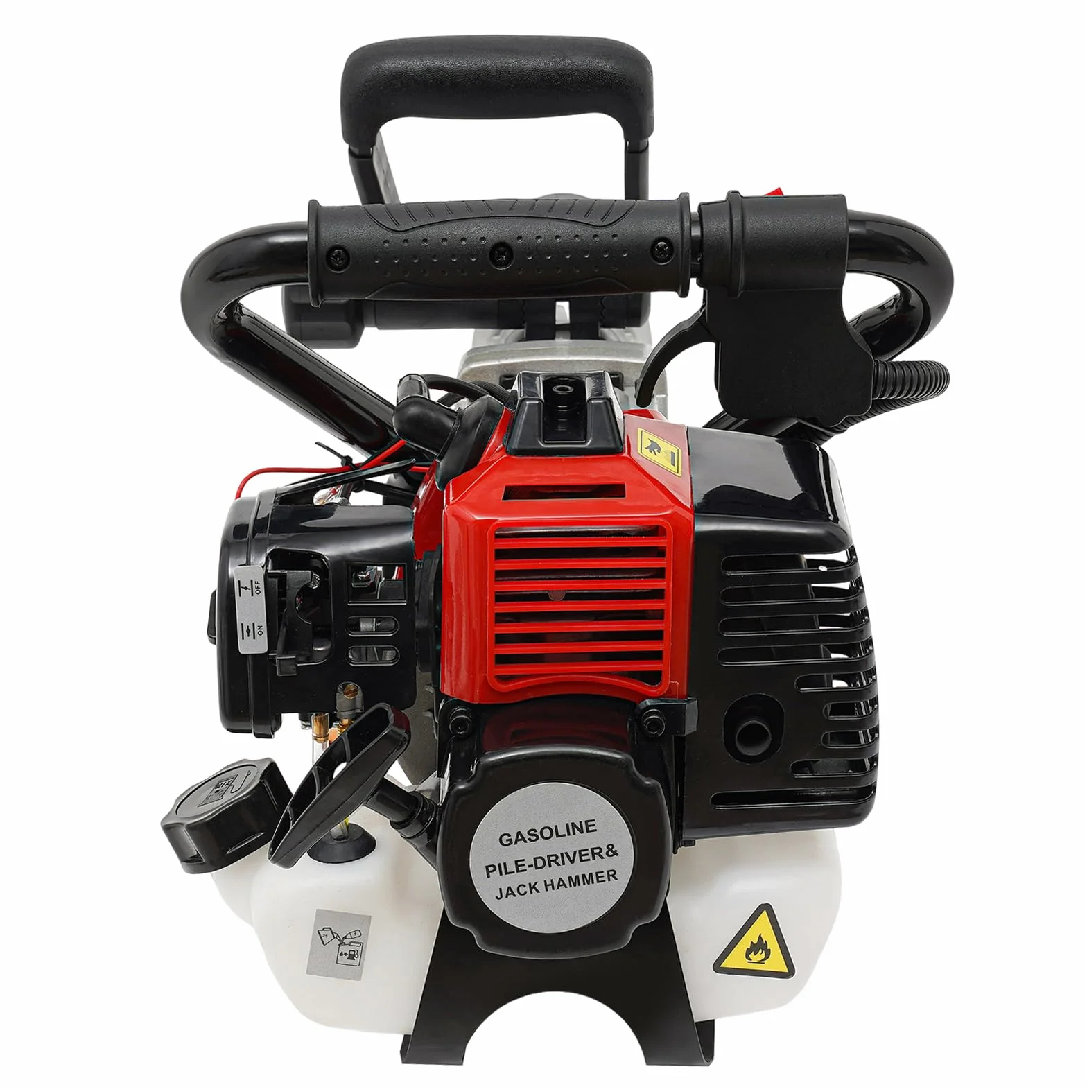 Młot do wyburzania benzyny, profesjonalny, 1000 W, 2-suwowy, młot wyburzeniowy, młotek udarowy, dłuto + zestaw do wbijania pali, kruszarka do betonu z dłutem spiczastym i płaskim dłutem,