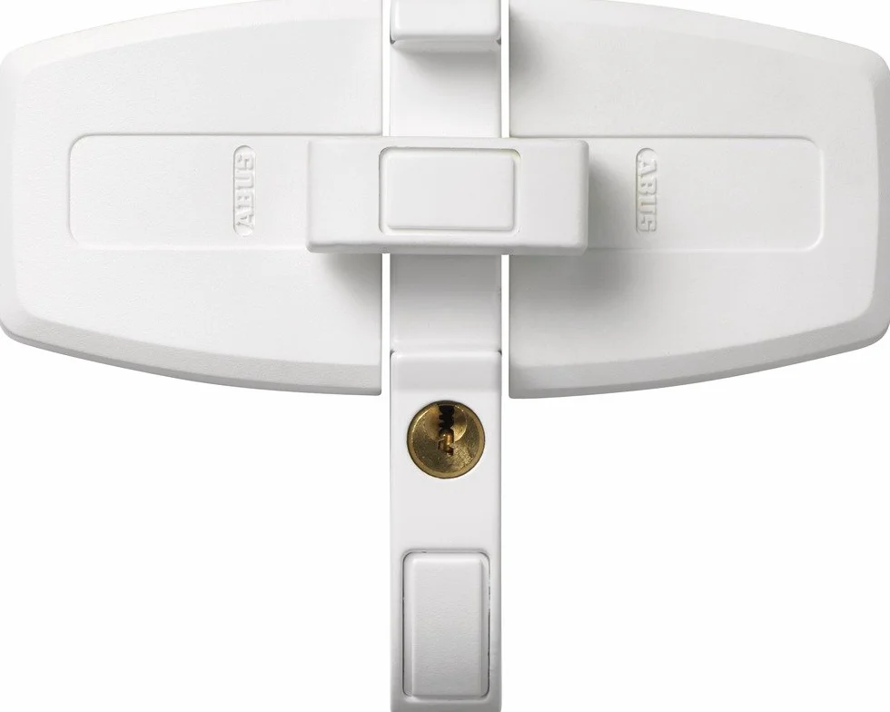 ABUS Dodatkowe zabezpieczenie okien DFS95 AL0145 - zabezpieczenie do okien dwuskrzydłowych, równocześnie zamykające - poziom bezpieczeństwa ABUS 10-31721 - biały