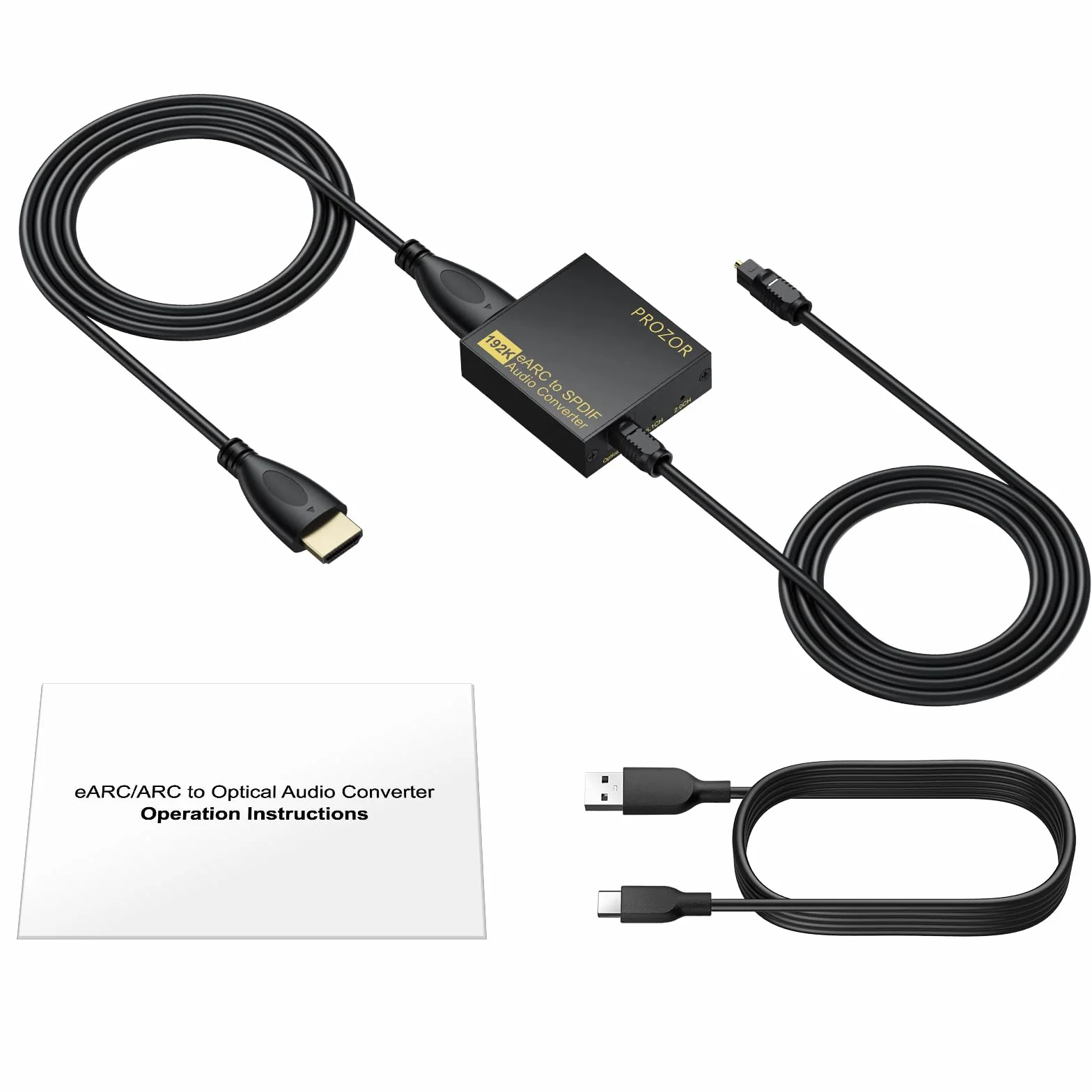PROZOR EARC ARC Audio Extractor HDMI na optyczny konwerter Toslink 192KHz 24bit Adapter