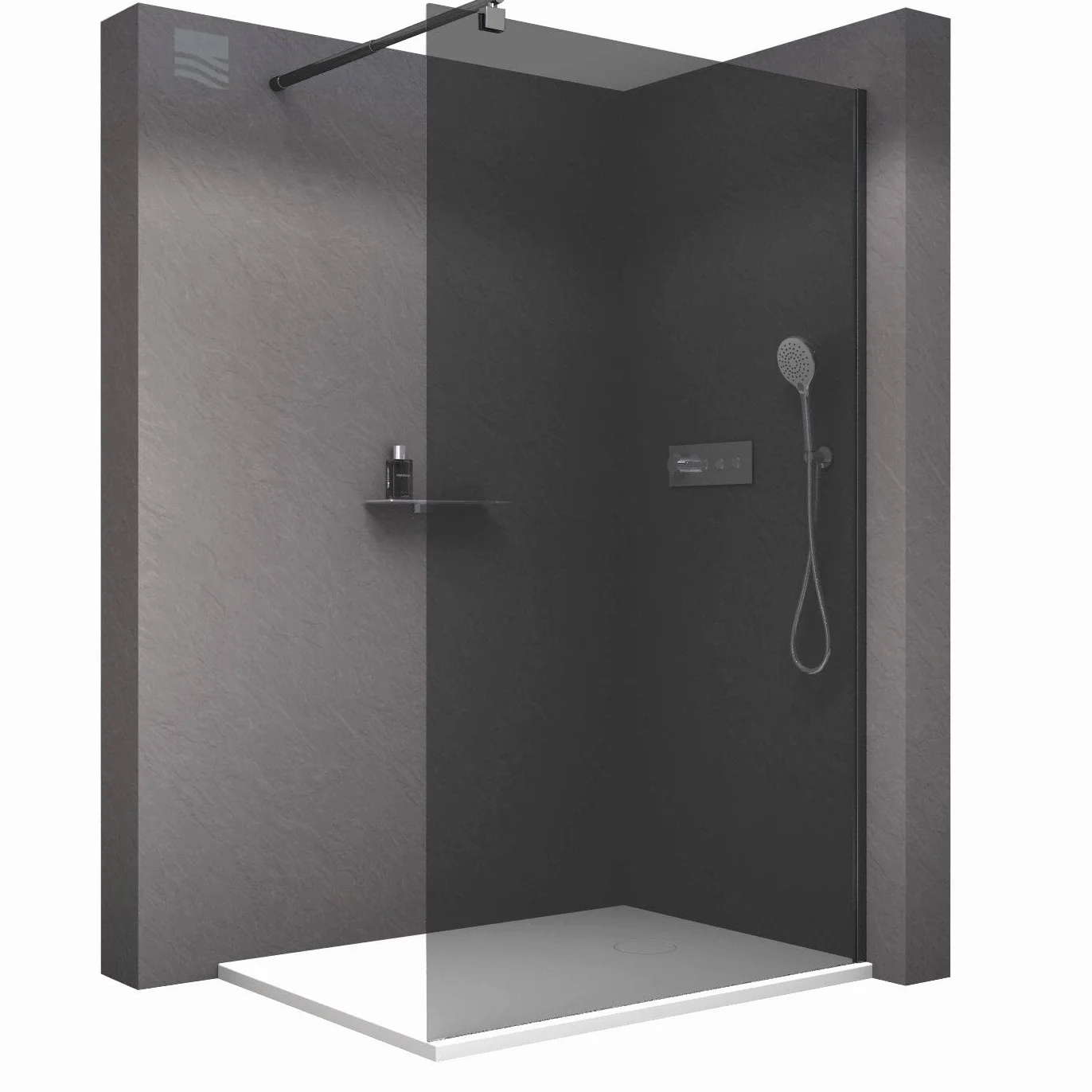 BERNSTEIN Ściana prysznicowa Szklane szkło Kabina prysznicowa Walk-In Szklane szkło ESG Kabina prysznicowa EX101 Czarno-szare szkło 120 x 200 cm