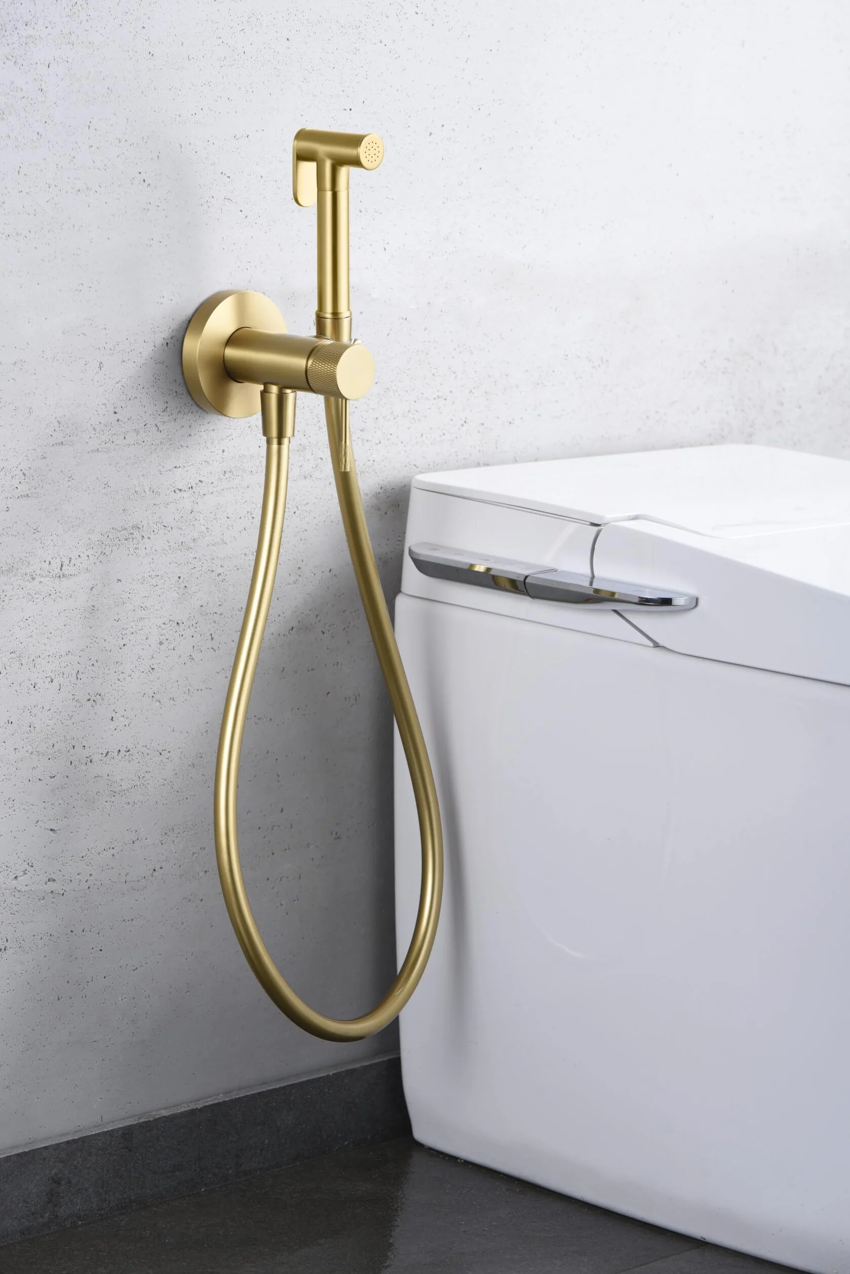 MICE - Wpuszczany bidet monomanowy kran - Prysznic Higieniczny - Bide Baterie do ciepłej wody/zimnej serii LIne Złoto szczotkowane-RDD038/OC