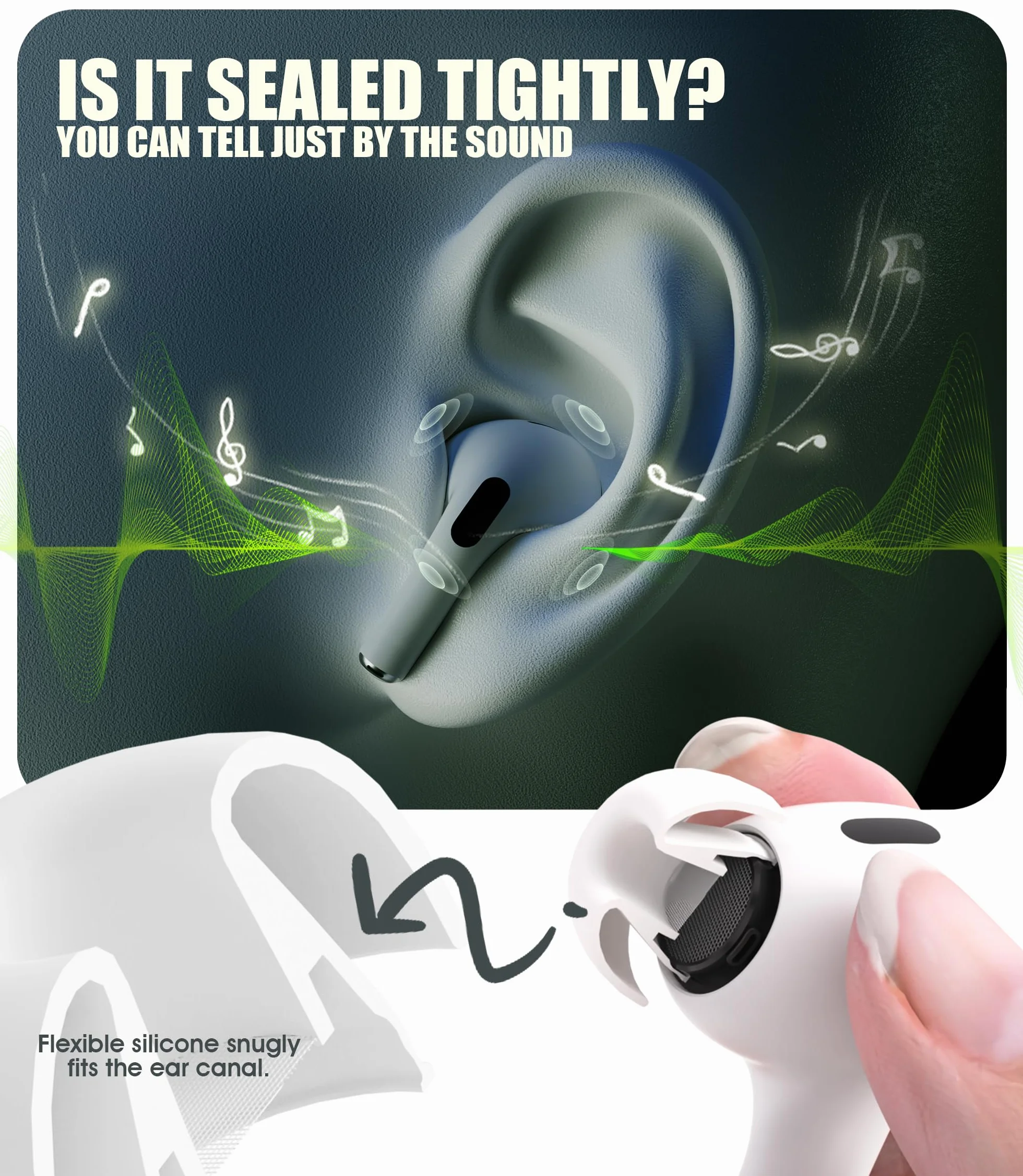 Silikonowe nakładki do Airpods Pro/Airpods Pro 2, 4 pary, antypoślizgowe, redukujące hałas (XS/S/M/L)