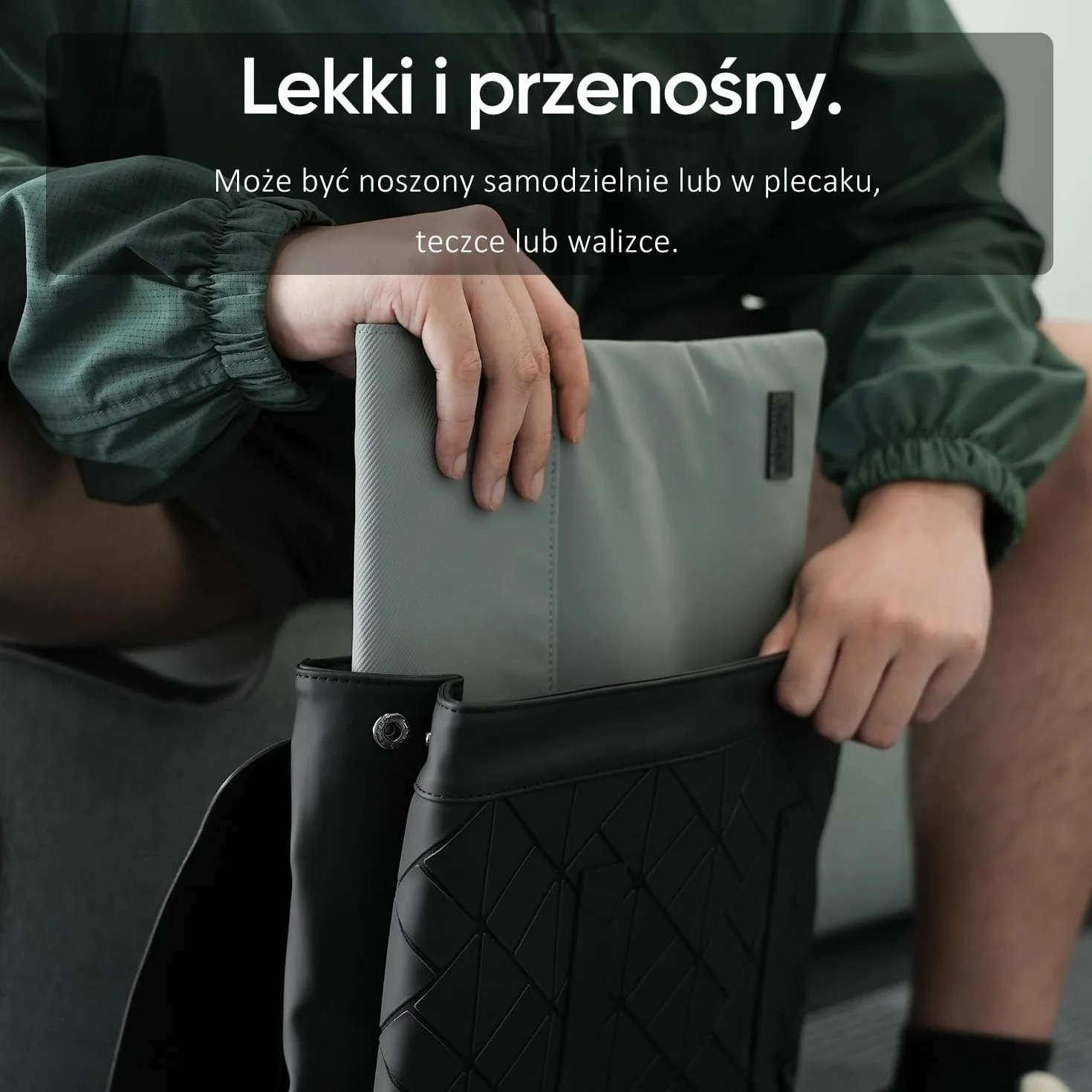 ARZOPA Przenośna torba na monitor 16,1" skóra PU wodoodporny szara