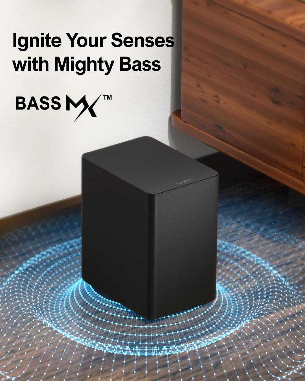 ULTIMEA Soundbar 5.1 Dolby Atmos, system dźwięku przestrzennego 3D, subwoofer, Bluetooth 5.3, Poseidon D60