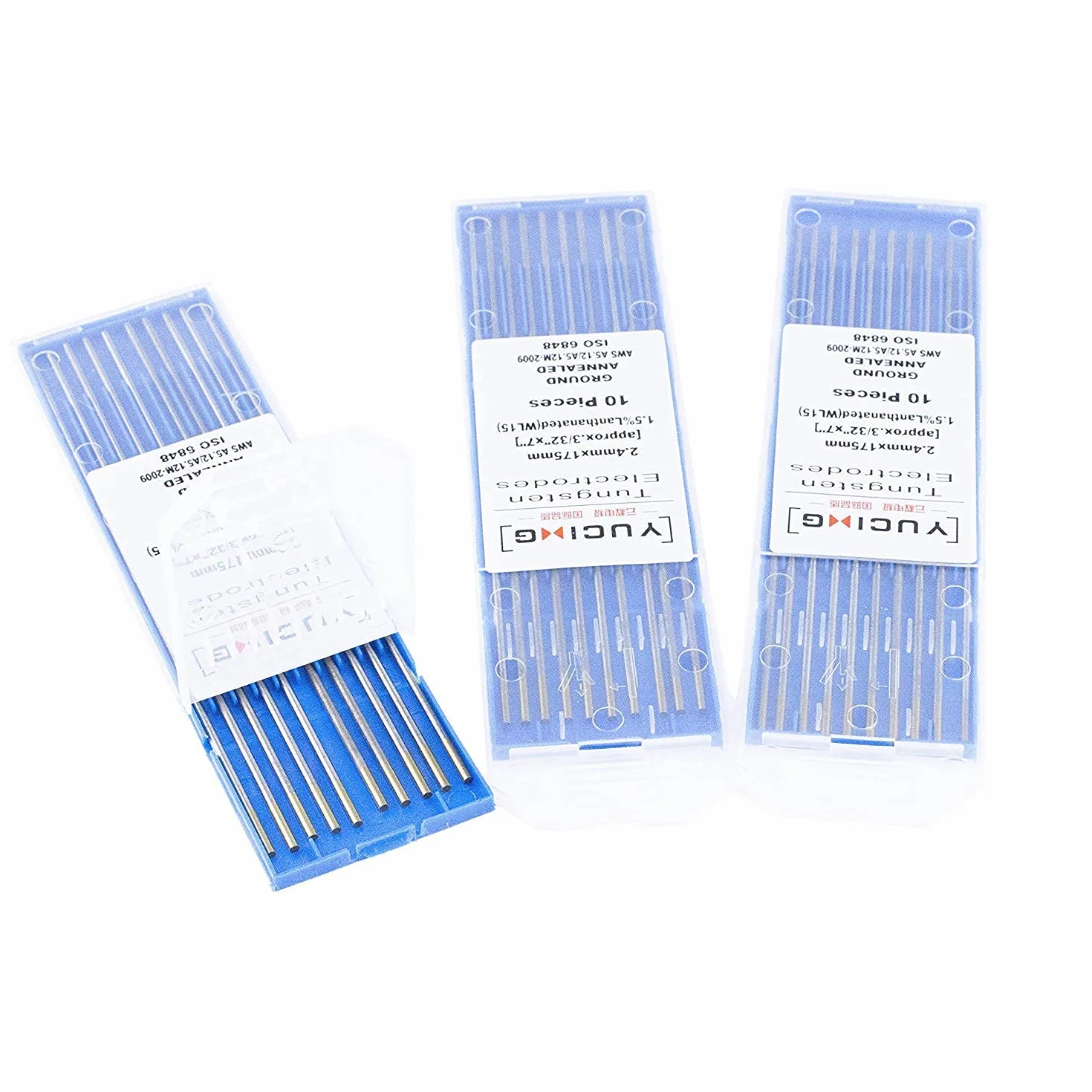 TIG spawane elektrody wolframowe, 1,5% lantan, WL15 (złoty), 2,4 mm x 175 mm z 10 sztuk w opakowaniu