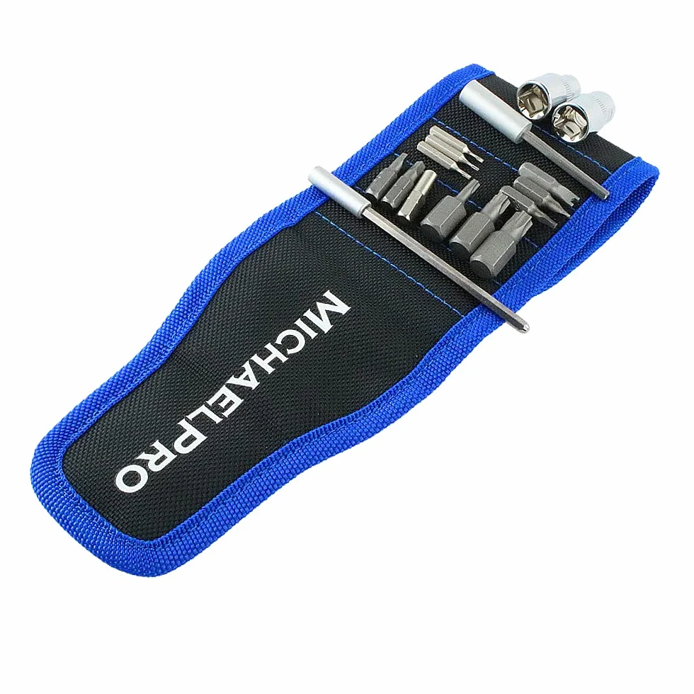 MichaelPro MP015001 Magnetyczna opaska na nadgarstek, pasek narzędziowy z mocnymi magnesami do trzymania śrub, gwoździ, wierteł do majsterkowania, prezenty dla ojca/taty, męża, chłopaka, niego, elektryka, mężczyzn, kobiet (czarna)