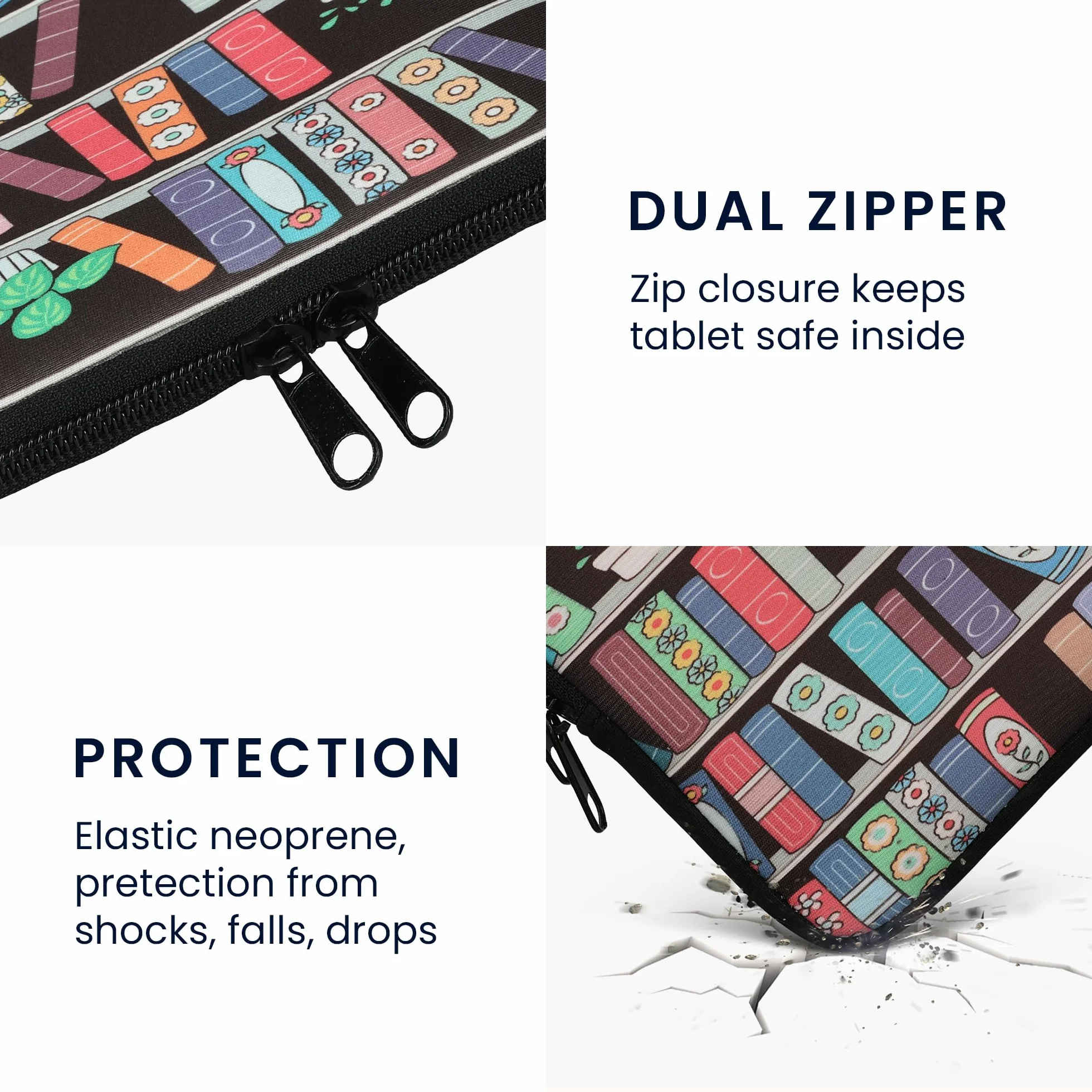 kwmobile Uniwersalny pokrowiec na czytnik e-booków etui neoprenowe niebieski/zielony/różowy