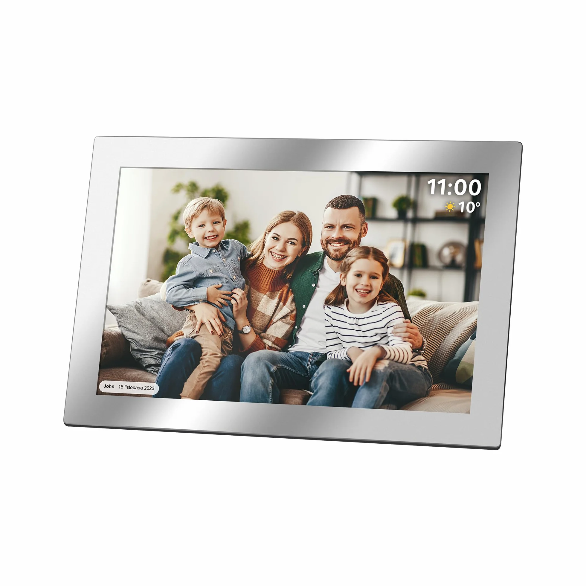 Krüger&Matz Cyfrowa Ramka na Zdjęcia FRAMEO 1280 x 800 px 10,1" Wi-Fi MicroSD Odtwarzanie Klipów Wideo Timer Pogoda Lustrzana Ramka KM1101