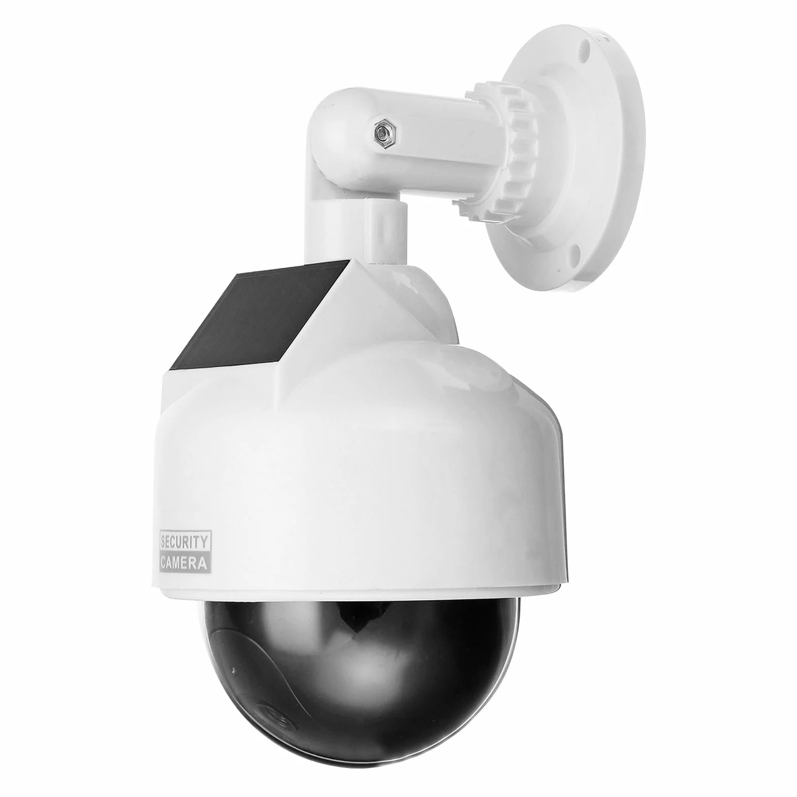 Dummy Speed Dome z energią słoneczną: sztuczna atrapa kamery monitoringowej z czerwoną migającą diodą LED, wodoszczelna, zasilana energią słoneczną, do użytku wewnątrz i na zewnątrz