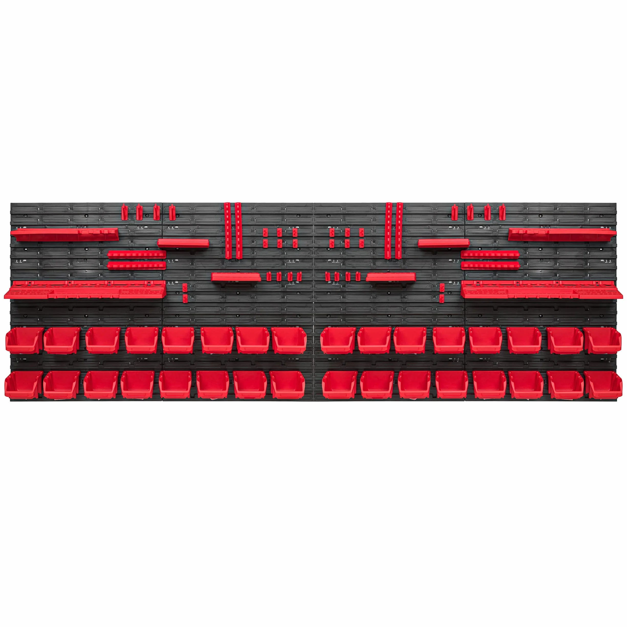 System magazynowy regał warsztatowy | 230 x 78 cm | 32 szt. pudełko | regał ścienny z uchwytami narzędziowymi i pojemnikami do układania - płyty ścienne ekstra mocny regał magazynowy regał garażowy