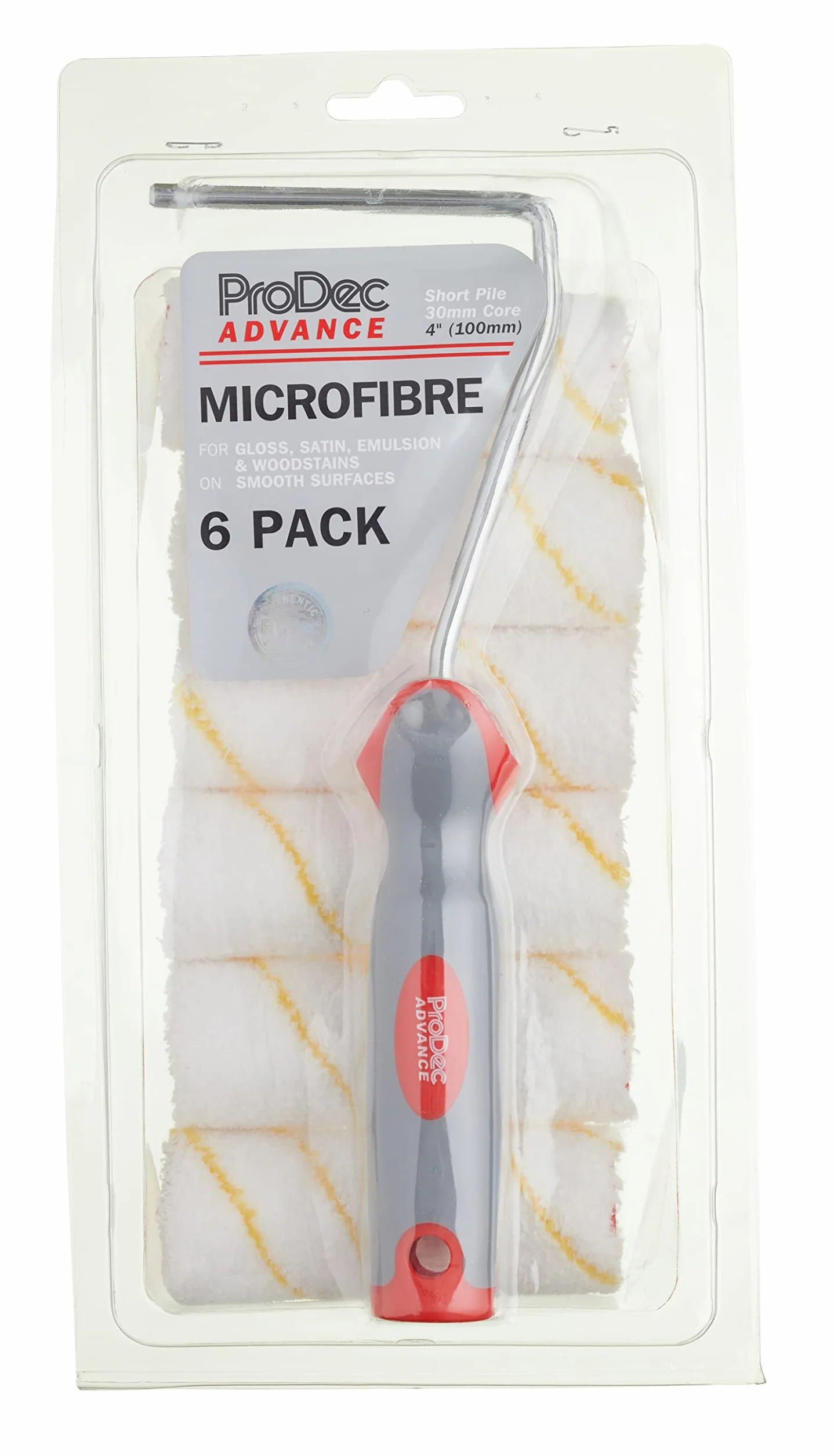 ProDec Advance 7-częściowy 4-calowy mini wałek malarski z mikrofibry z krótkim włosiem i ramką do gładkiego wykończenia emulsją, połyskiem, satyną, lakierem, bejcą na ścianach wewnętrznych