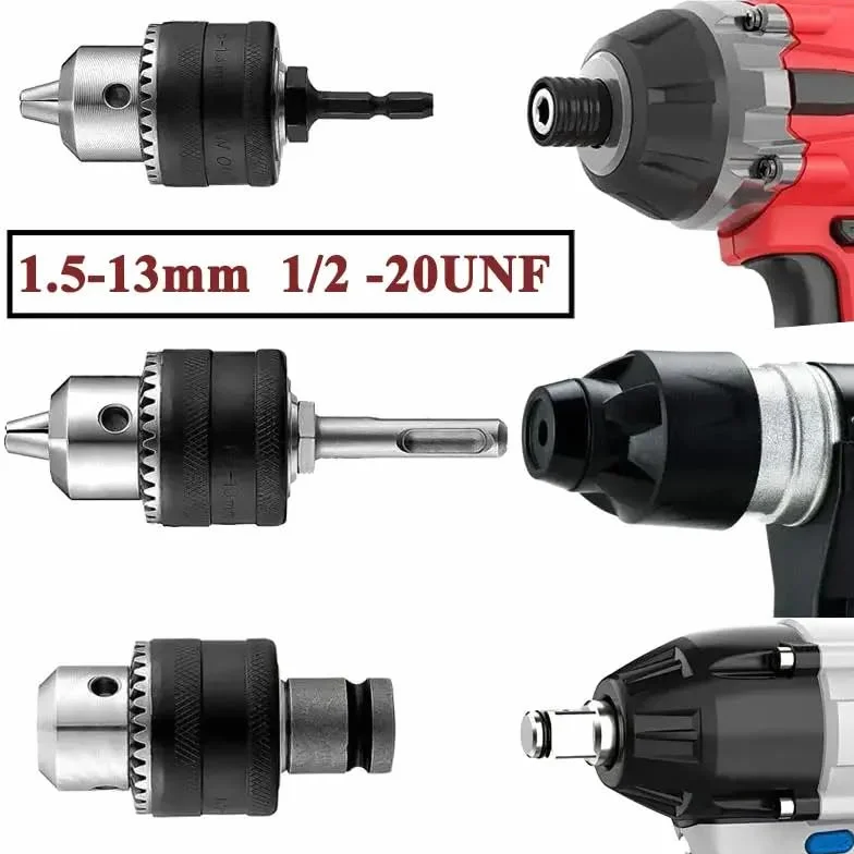 Adapter do uchwytu wiertarskiego 1,5-13 mm – szybka wymiana 1/2"-20UNF do wkrętarki udarowej i klucza 1/4"(Chuck Sds Adapter)