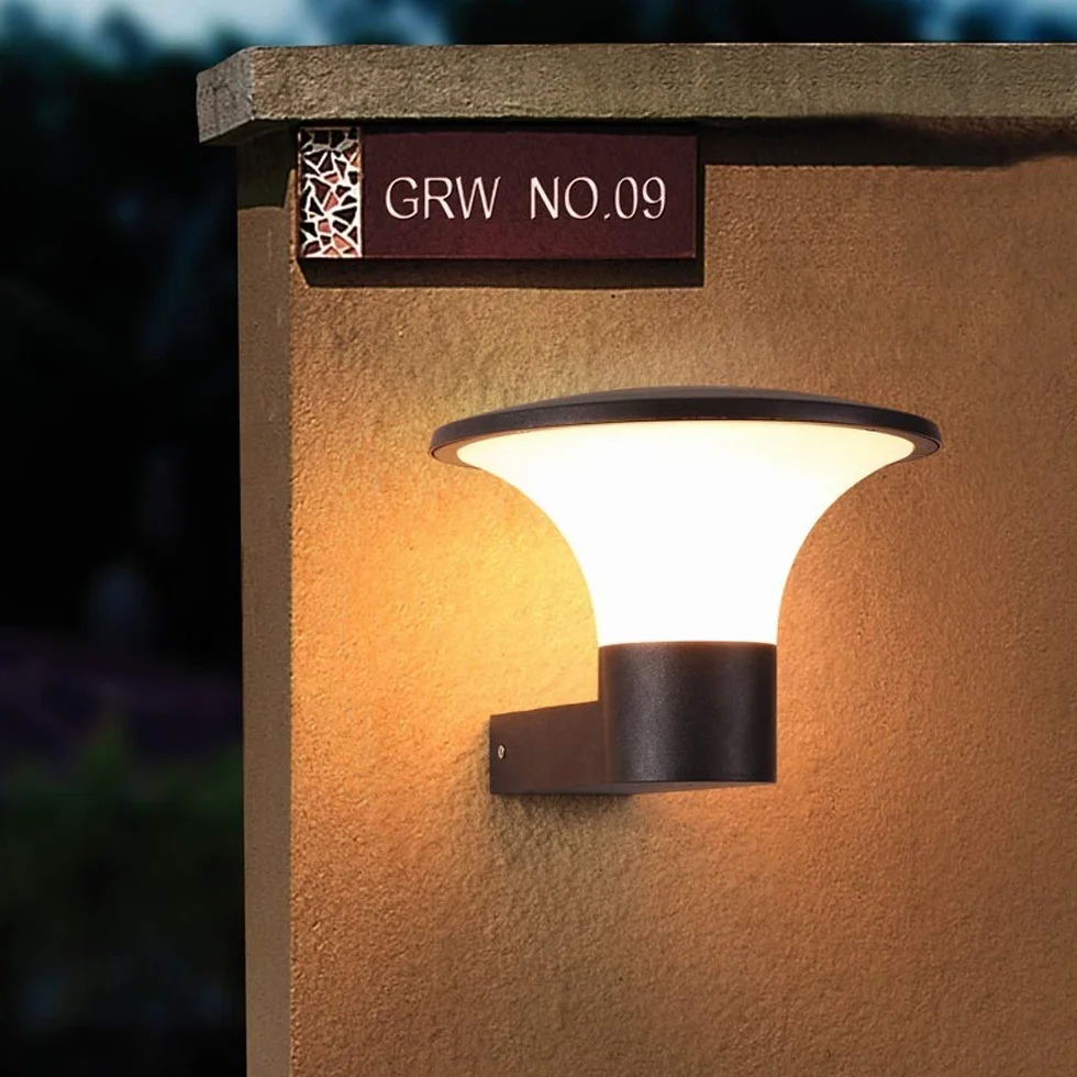 E27 PC Kształt parasola Wodoodporna lampa ścienna zewnętrzna Aluminiowa antykorozyjna lamówka ścienna, oświetlenie werandy, oświetlenie zewnętrzne do montażu na ścianie, oprawy ścienne Trwałe