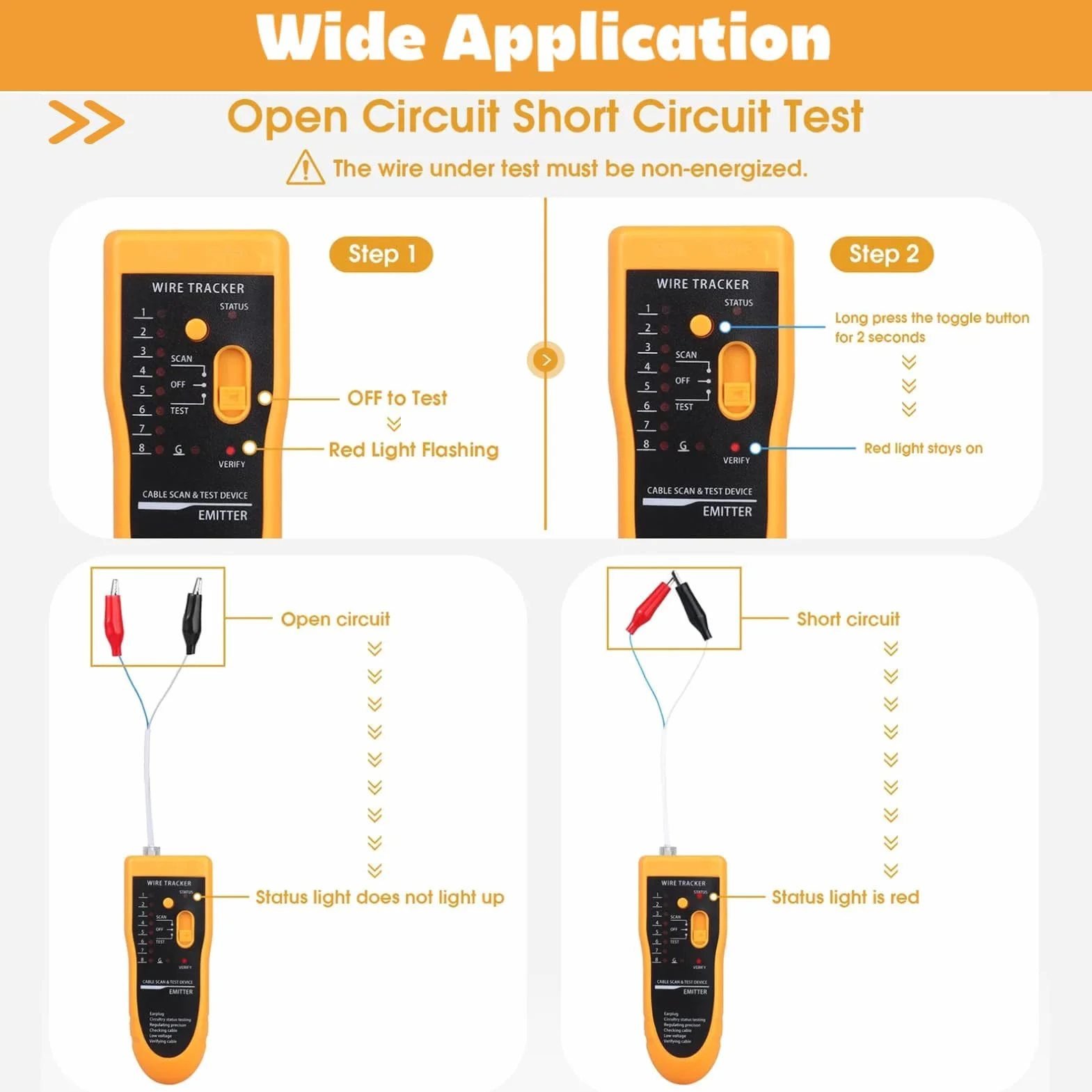 Wire Tracker Cable Tester Kabli Sieciowych, WireLine Finder Kabel Telefoniczny Ethernet LAN, Ręczny Tester Kabli Kablowych Drut Lisa i Psa