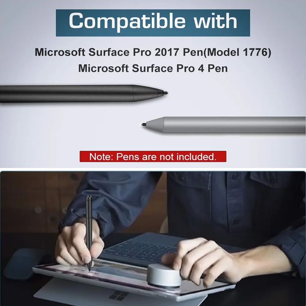 MoKo Zestaw 3 stalówek do pióra Surface Pen - zestaw wymienny kompatybilny z Surface Pro 2017 (Model 1776) / Surface Pro 4 Pen, 3 oryginalne wkłady z długopisem HB