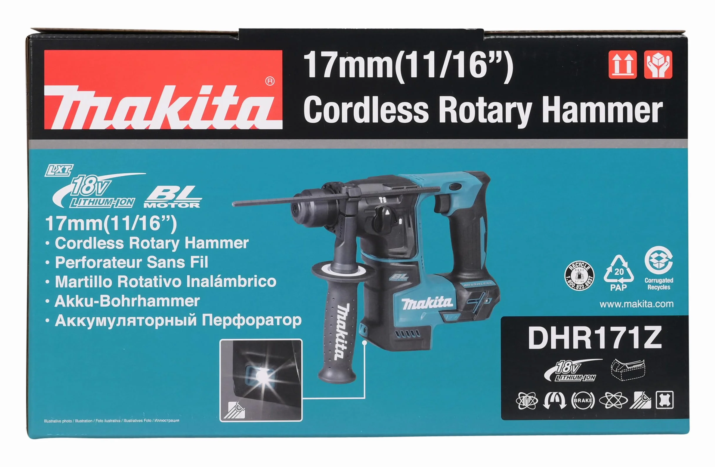 Makita Dhr171Z Młot Udarowy, Czarny/Niebieski, ‎10,75 x 3,35 x 8,39 cm; 1,8 kg