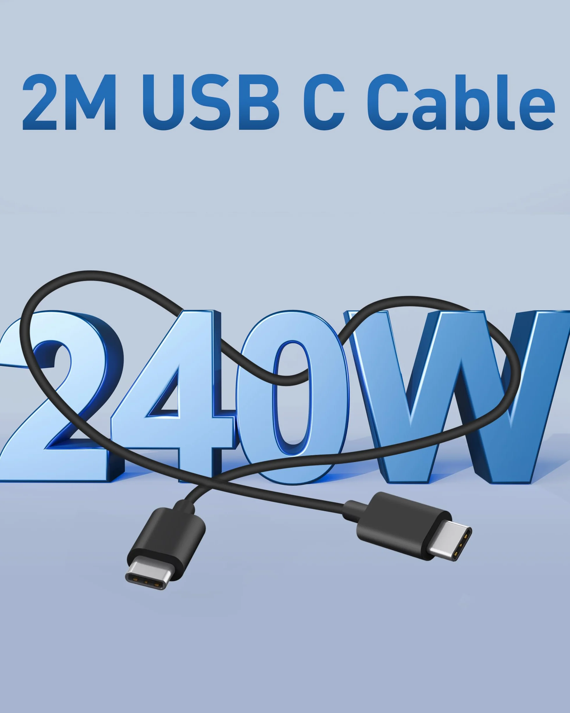 65 W ładowarka USB C, 4-portowy 65W szybki zasilacz z kablem 240W 2M typ C do MacBook Pro/Air, tablet, iPad, iPhone 17/16/15 Pro Max, Samsung Galaxy S25/S24/S23 Ultra, ładowarka USB-C/A Adapter