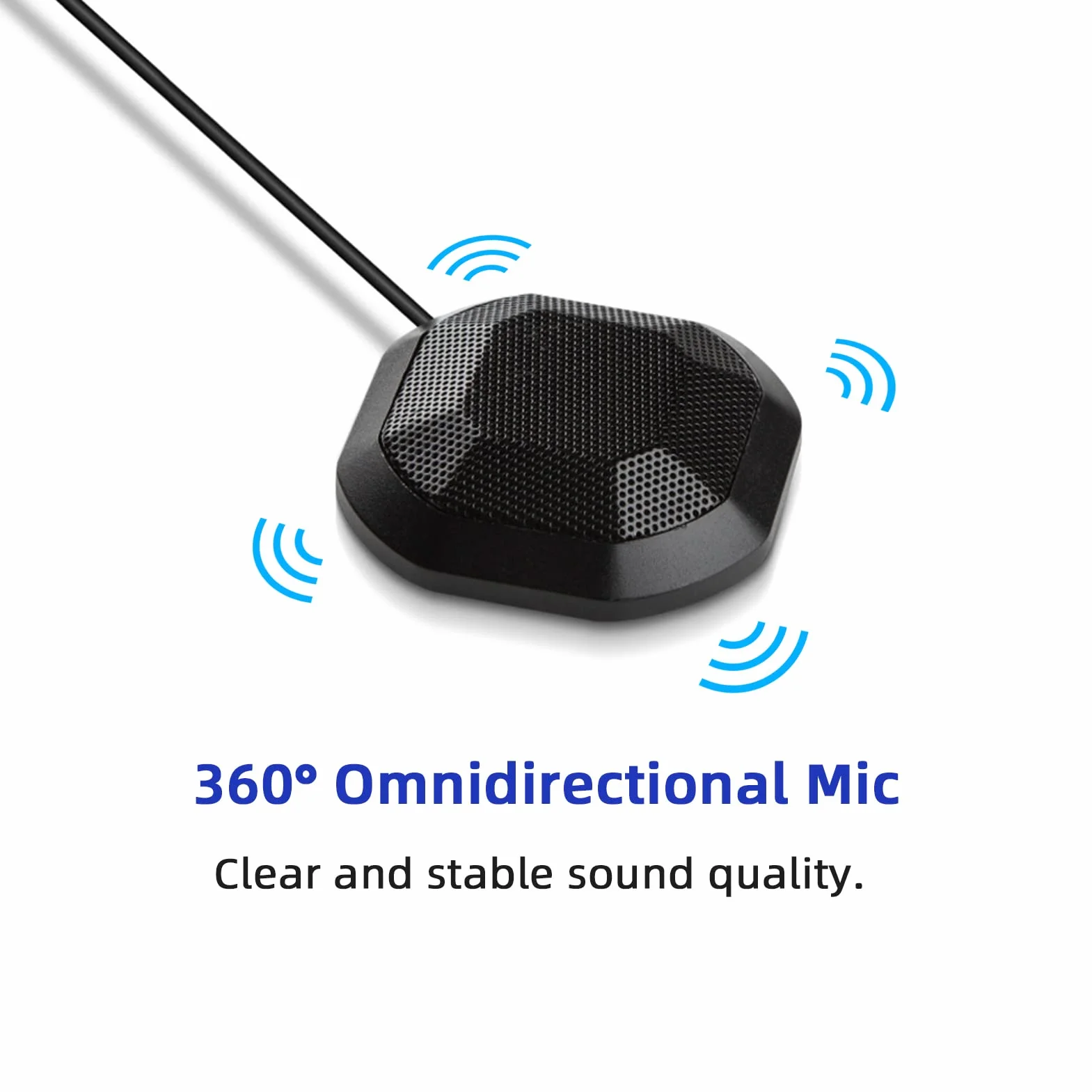 Dioche Mikrofon Mikrofon biurkowy wielokierunkowy 360°, wysoka czułość, przezroczysty mikrofon komputerowy z wtyczką 3,5 mm do laptopa/gier komputerowych i spotkań online, kompaktowa i przenośna