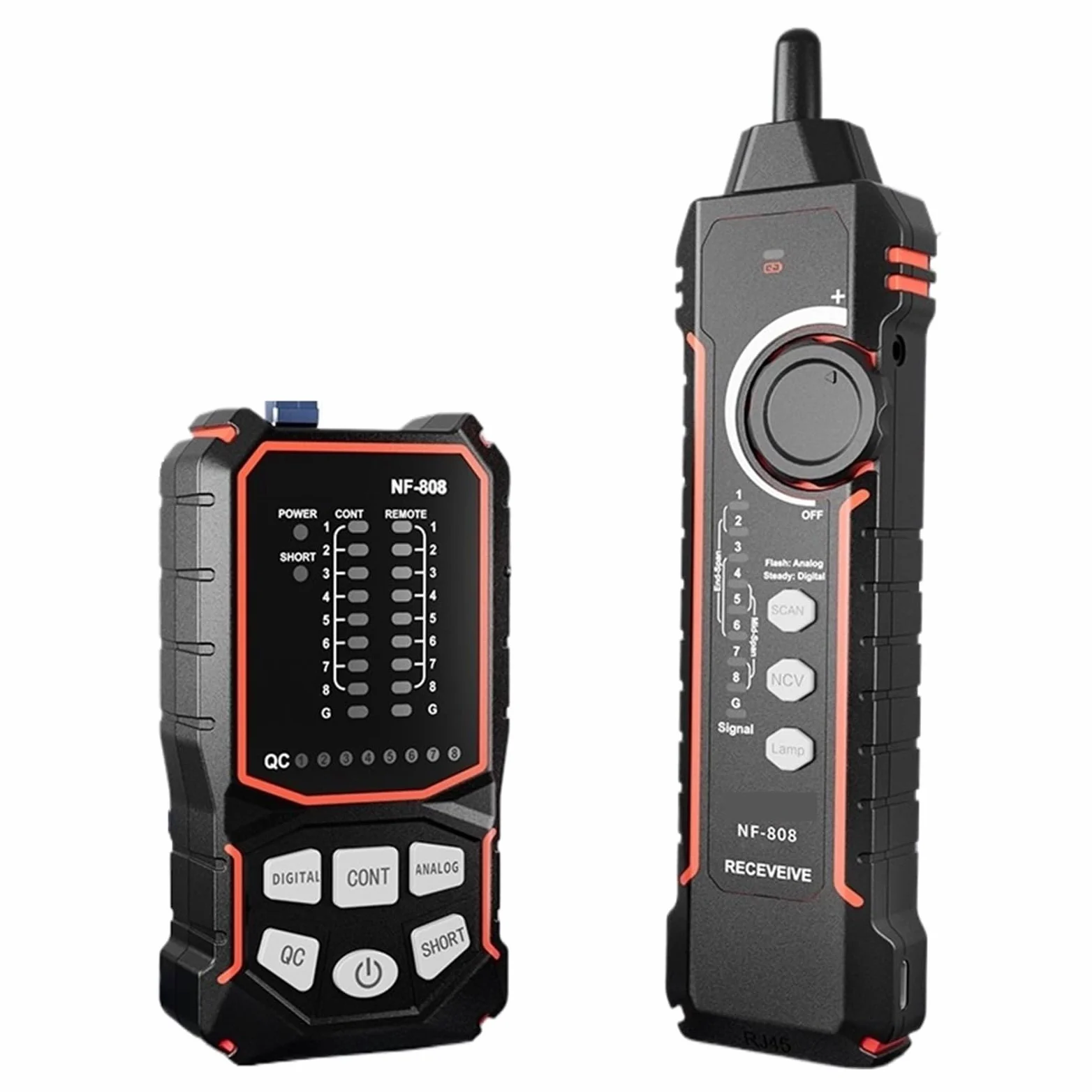 Testery sieci i kabli NF-808 Tester Kabli Sieciowych RJ45 RJ11 Lokalizator Kabli Wsparcie Test Ciągłości Drutu Tracer Wyświetlacz LCD Narzędzia Sieciowe