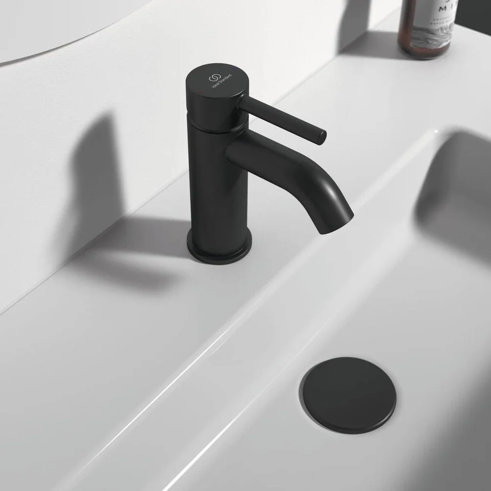 Ideal Standard BC268XG Ceraline bateria umywalkowa bez odpływu, bateria łazienkowa z wylewką, bateria mieszakowa, umywalka, oszczędzająca wodę, czarna (Silk Black)