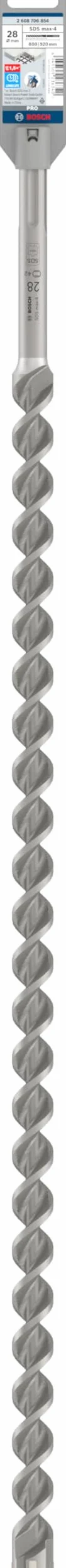Bosch 1x Wiertło PRO SDS max-4 (do Beton zbrojony, Betonowy blok konstrukcyjny, Ø 28,00 mm, Professional Akcesoria Młot udarowo-obrotowy)