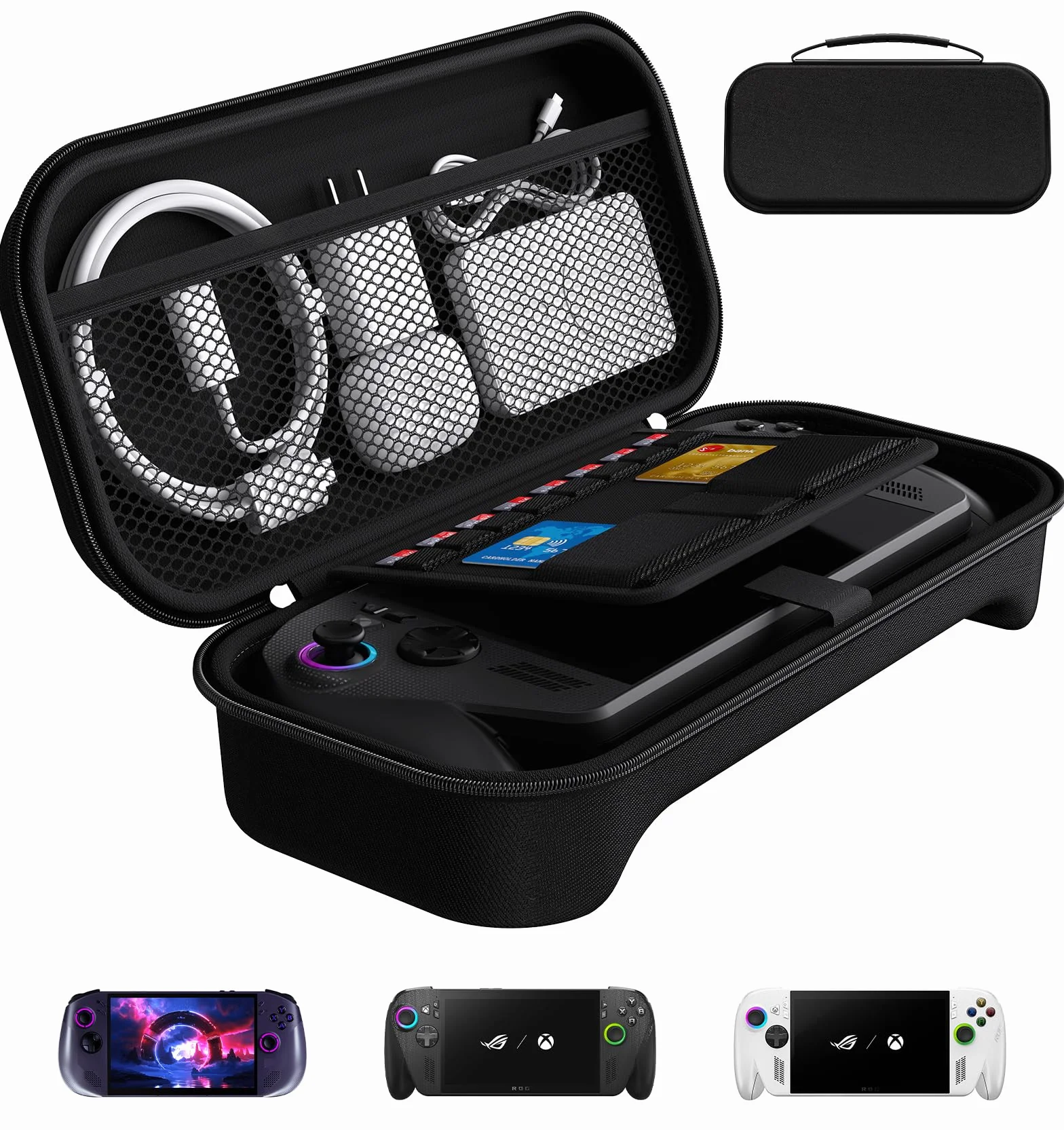 ivoler Etui kompatybilne z ASUS ROG Xbox Ally/ROG Xbox Ally X (7") – Przenośne twarde etui, miejsce na 8 gier i akcesoria, odporne na uderzenia