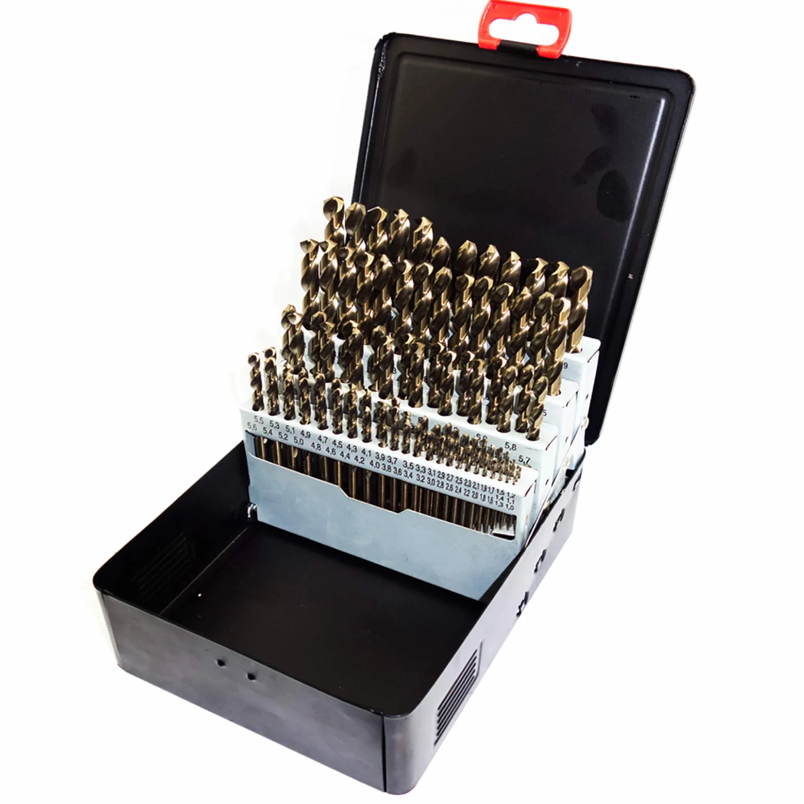 91 szt. HSS M35 kobaltowe 5% wiertła do pełnego gruntu DIN338 z punktem podziału 135° do blachy plastikowej 1,0-10,0 x 0,1 mm