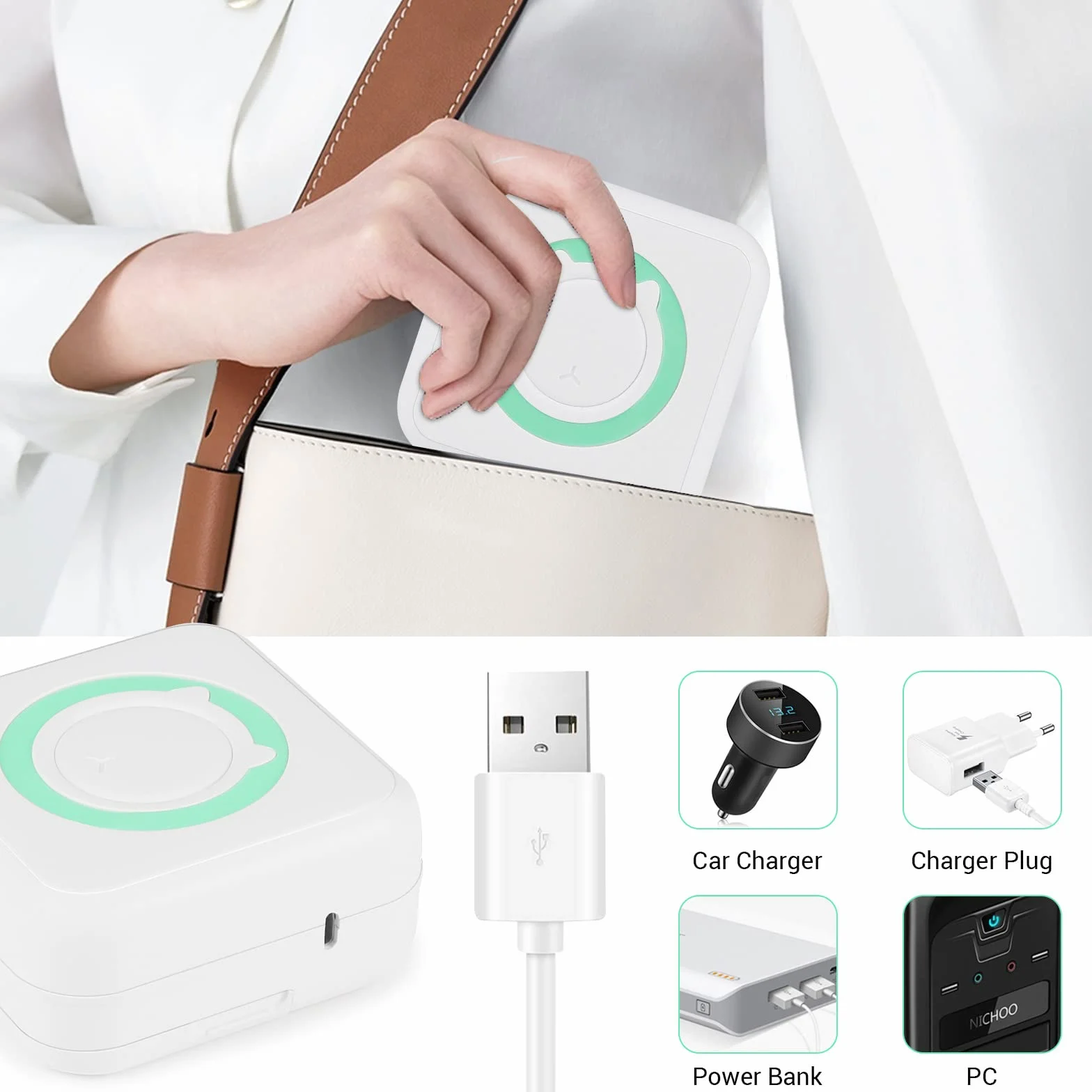 GuKKK Mini drukarka, mobilna drukarka fotograficzna, przenośna mini drukarka fotograficzna, bezprzewodowa drukarka fotograficzna, drukarka Bluetooth, pomoc w nauce, notatki, dziennik, notatki