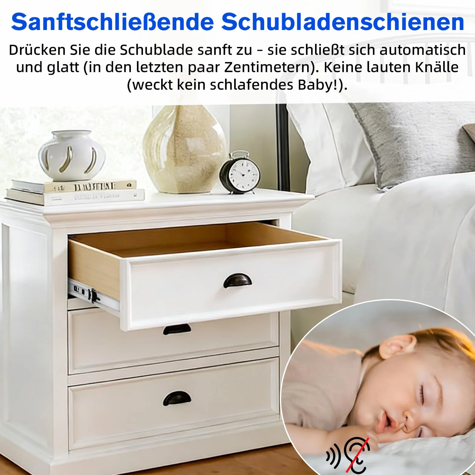 Szyny do szuflad, pełne wysuwanie, 2 sztuki, miękkie zamykanie do szafek kuchennych, szyny wysuwane, wysuwane szuflady drewniane, łatwy montaż, 45 kg, 1 para (Soft Close - 5 par, 300 mm)