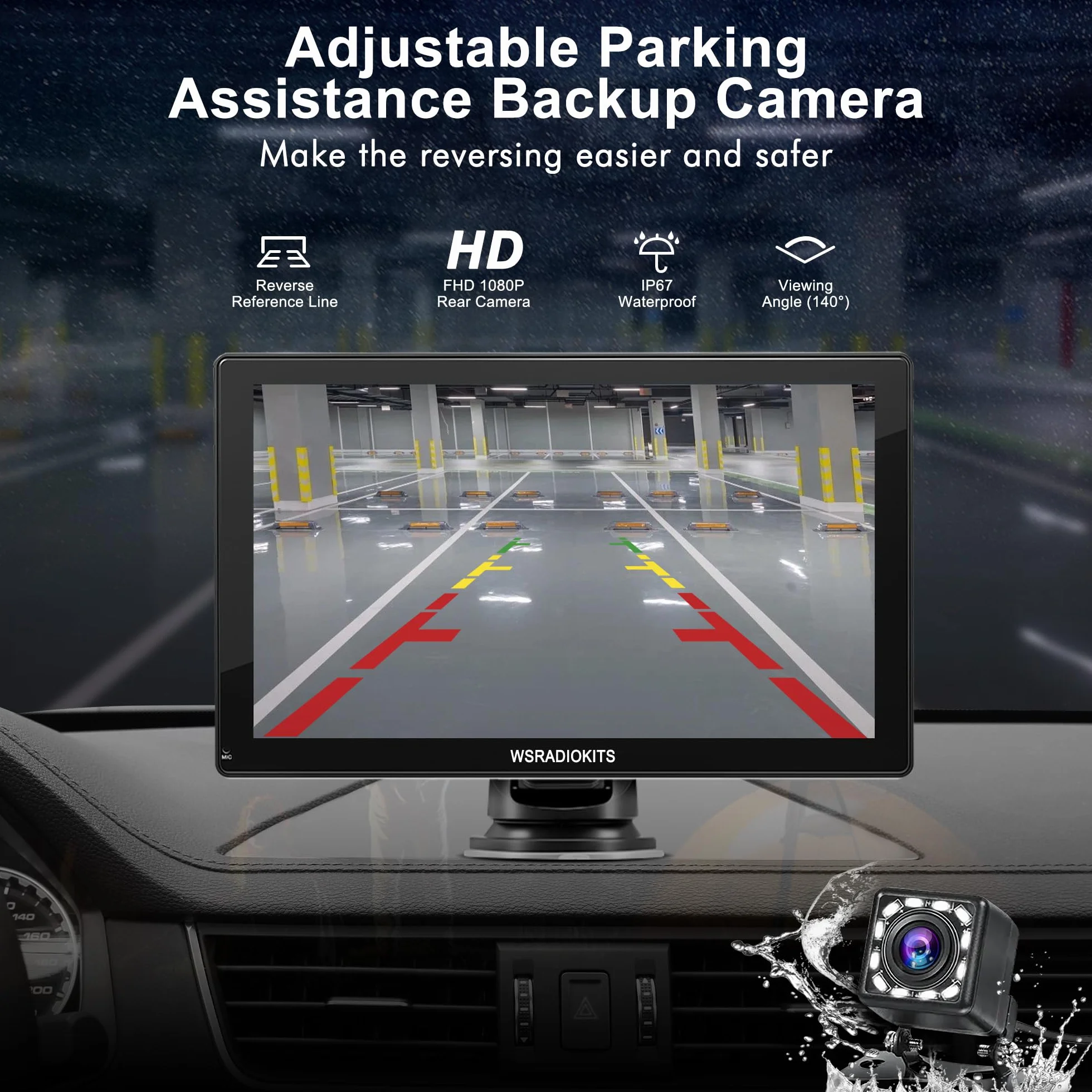 9-calowy bezprzewodowy wyświetlacz Carplay z systemem Android, radio samochodowe, bezprzewodowy ekran Carplay, z systemem Android z AUX/FM, kamera cofania, Mirror Link, Siri i G-oogle, Bluetooth do