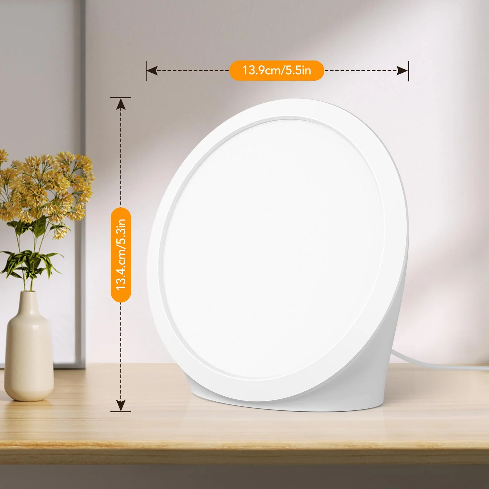 Lampa dzienna 10000 luksów, 3 barwy światła, 6 timerów, 5 regulowanych poziomów natężenia światła i funkcja pamięci, lampa słoneczna bez promieniowania UV na biurko