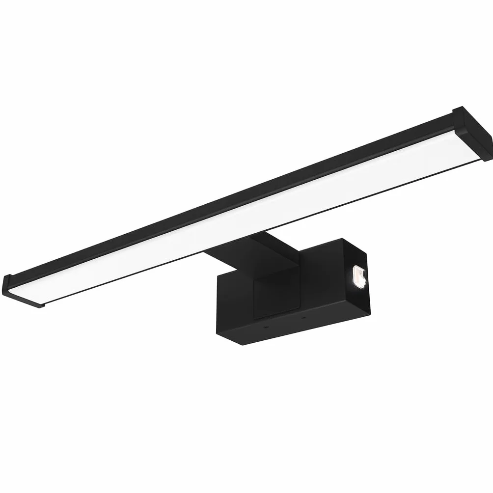 kalb | Lampa wisząca do lustra, czarna, 500 mm, do montażu na ścianie, do wyboru ciepła biel lub neutralna biel, zintegrowany przełącznik zasilania (neutralna biel)