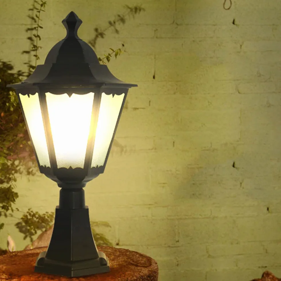 Lampy solarne, Aluminiowa Obudowa W Europejskim Stylu I Szklana Lampa Kolumnowa