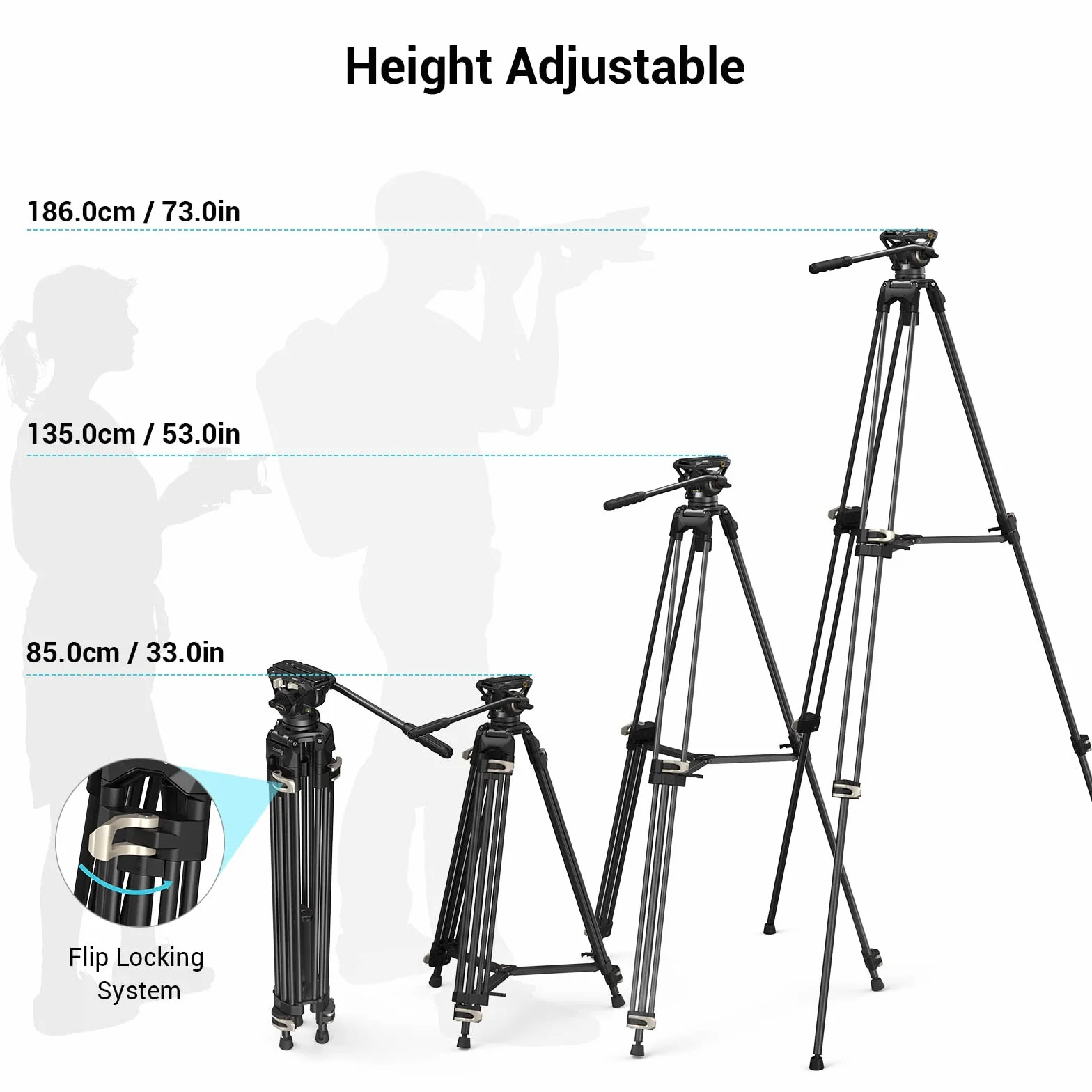 SMALLRIG Video Tripod System, 73-Calowy WytrzymałY Statyw z GłOwicą PłYnową 360 Stopni i PłYtą Szybkiego Uwalniania do Lustrzanek Cyfrowych, Kamer, AparatóW - 3751