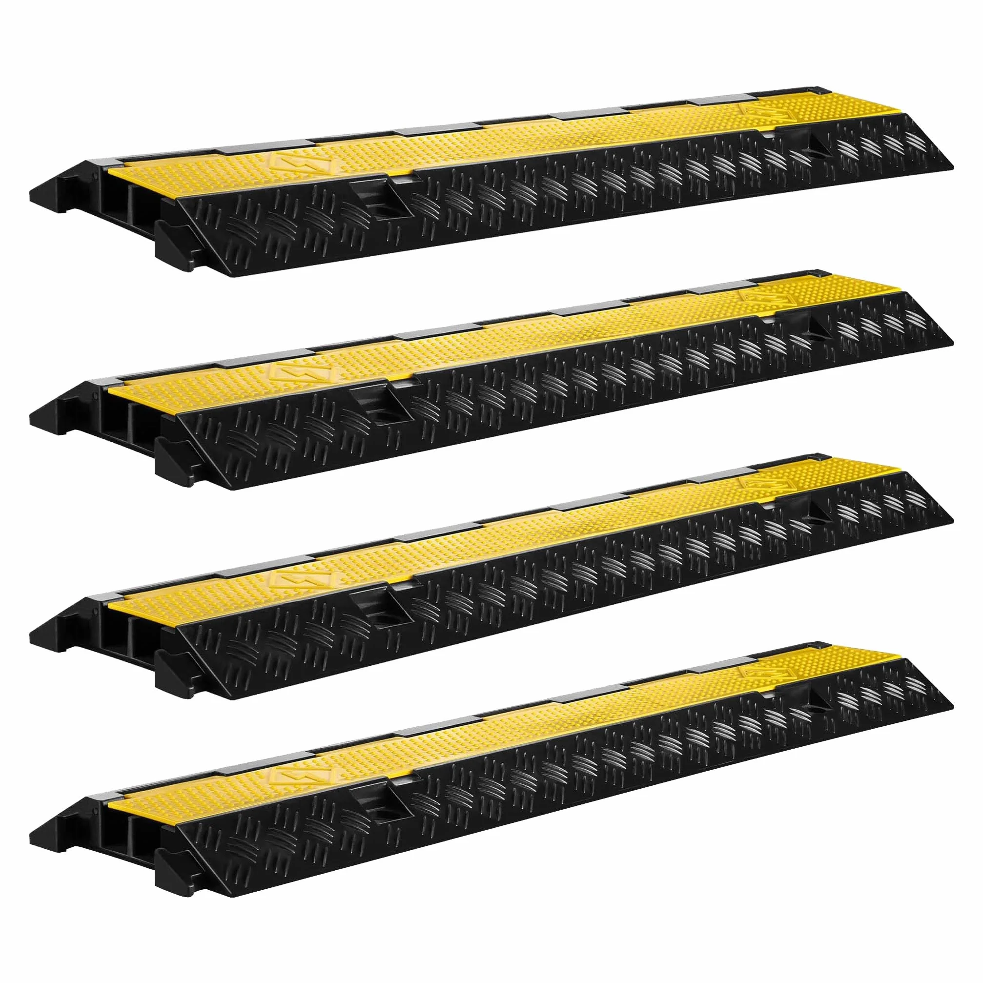 Wiltec Most kablowy 98 x 24 x 4,5 cm w zestawie 4 sztuk, najazd progowy o nośności do 13 t, pomost kablowy ochronny do 30 km/h, osłona przewodów wykonana z polipropylenu i gumy