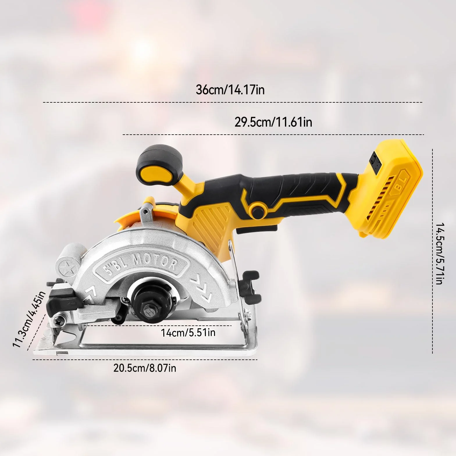 Bezprzewodowa piła tarczowa do piły tarczowej DEWALT 18 V 20 V, 1000 W 6200 obr./min, bezszczotkowa elektryczna piła tarczowa z 3 ostrzami 125 mm, skos 0-45°, głębokość 32 mm, do drewna, miękkiego