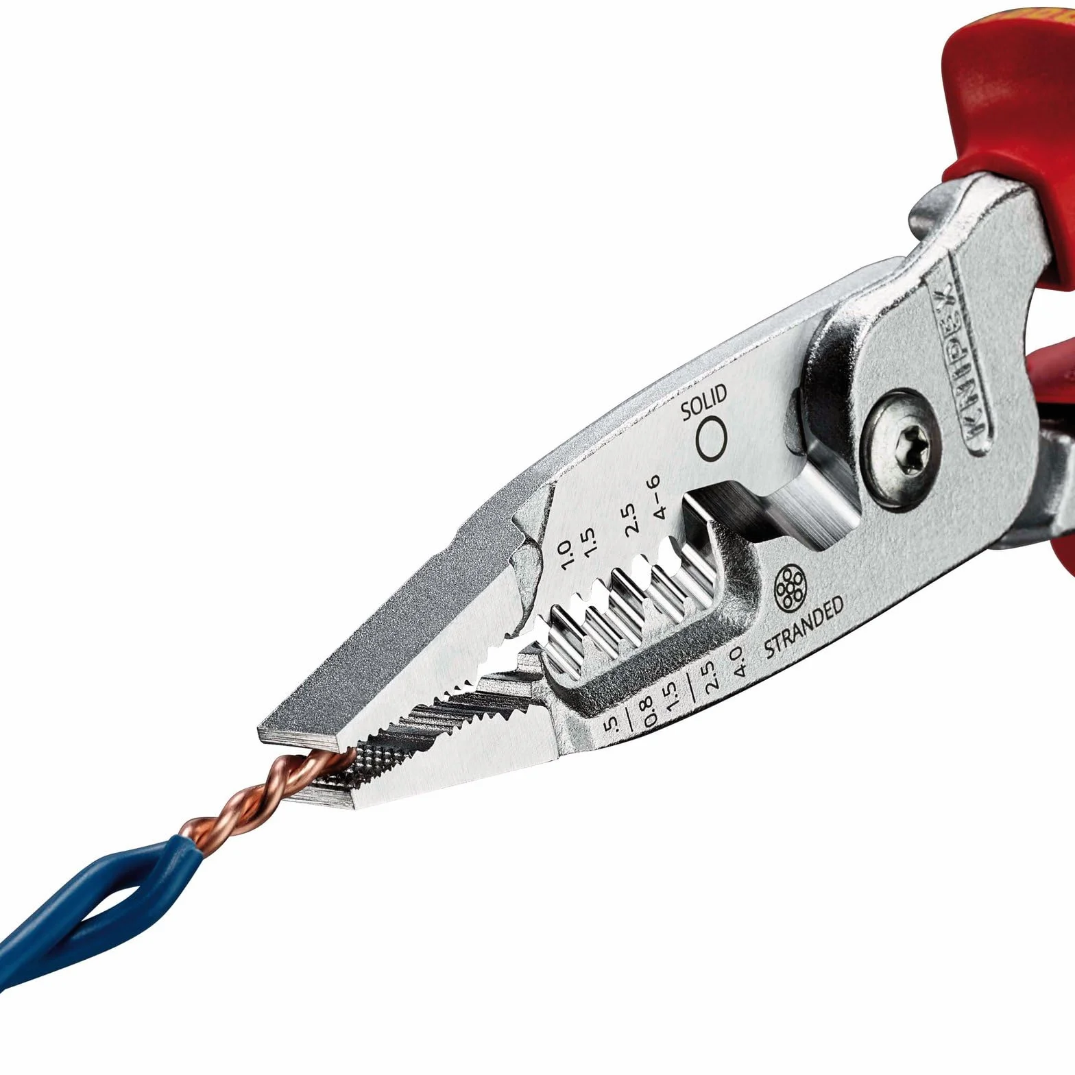 KNIPEX 13192 13 76 200 ME Ściągacz izolacji w wersji metrycznej, izolowany z uchwytami wieloskładnikowymi, testowany przez VDE, chromowany, 200 mm