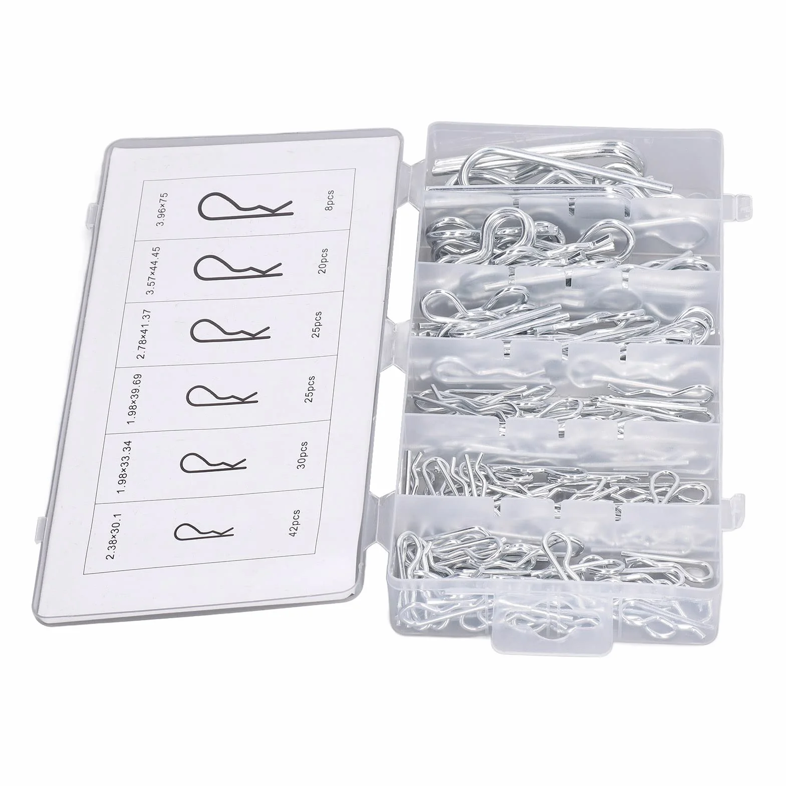150pcs Cotter Pins, Stalowa Stalowa Przyczepka Pins Pins Pins z Pudełkiem do Przechowywania dla Systemu Blokady Podłączania