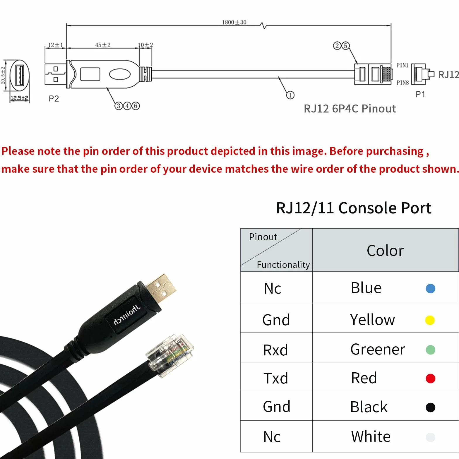 Adapter USB do RJ11/12 6P4C RS232 z chipem FT232R do APC PDU UPS