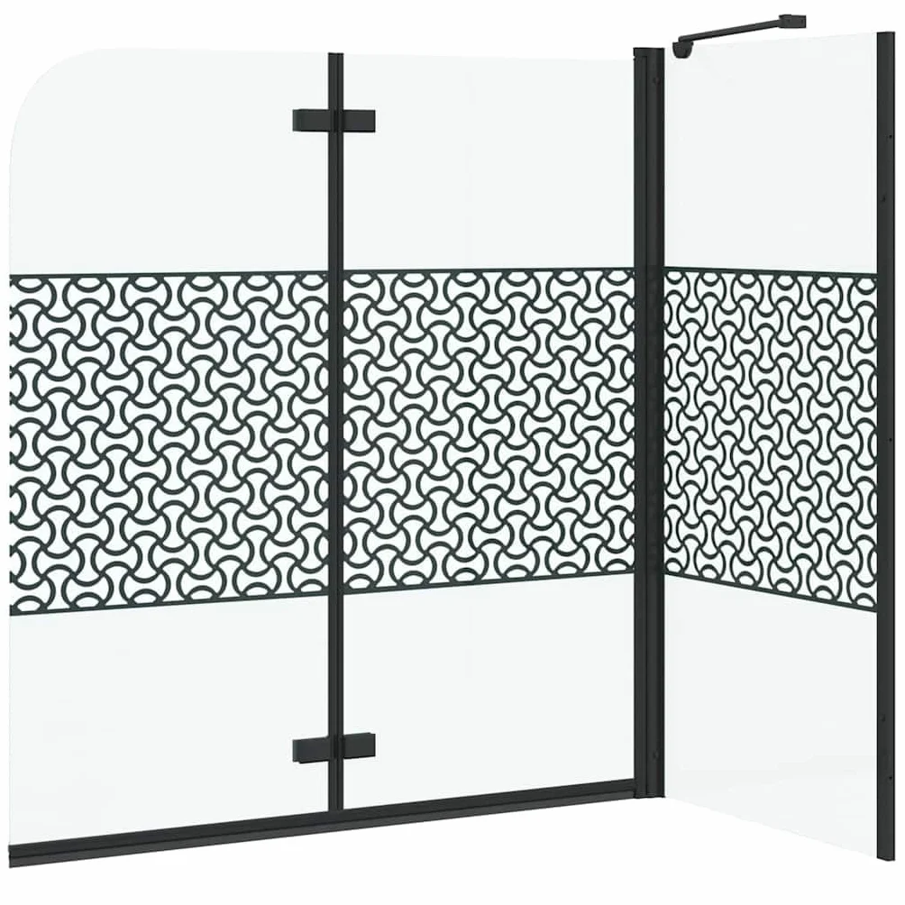 Kabina prysznicowa czarna ze szkła bezpiecznego i aluminium, 120 x 67 x 129 cm, składana ścianka prysznicowa z funkcją obracania, zabezpieczona przed pryskającą wodą kabina prysznicowa do wanny
