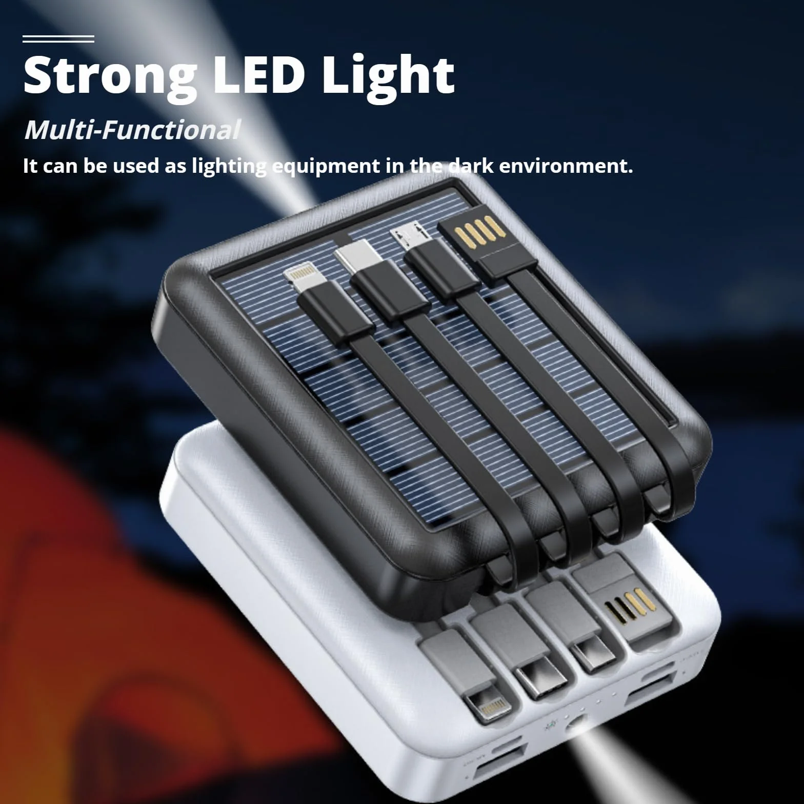 Solar Power Bank 20000mAh Outdoor Wasserdicht Weiß
