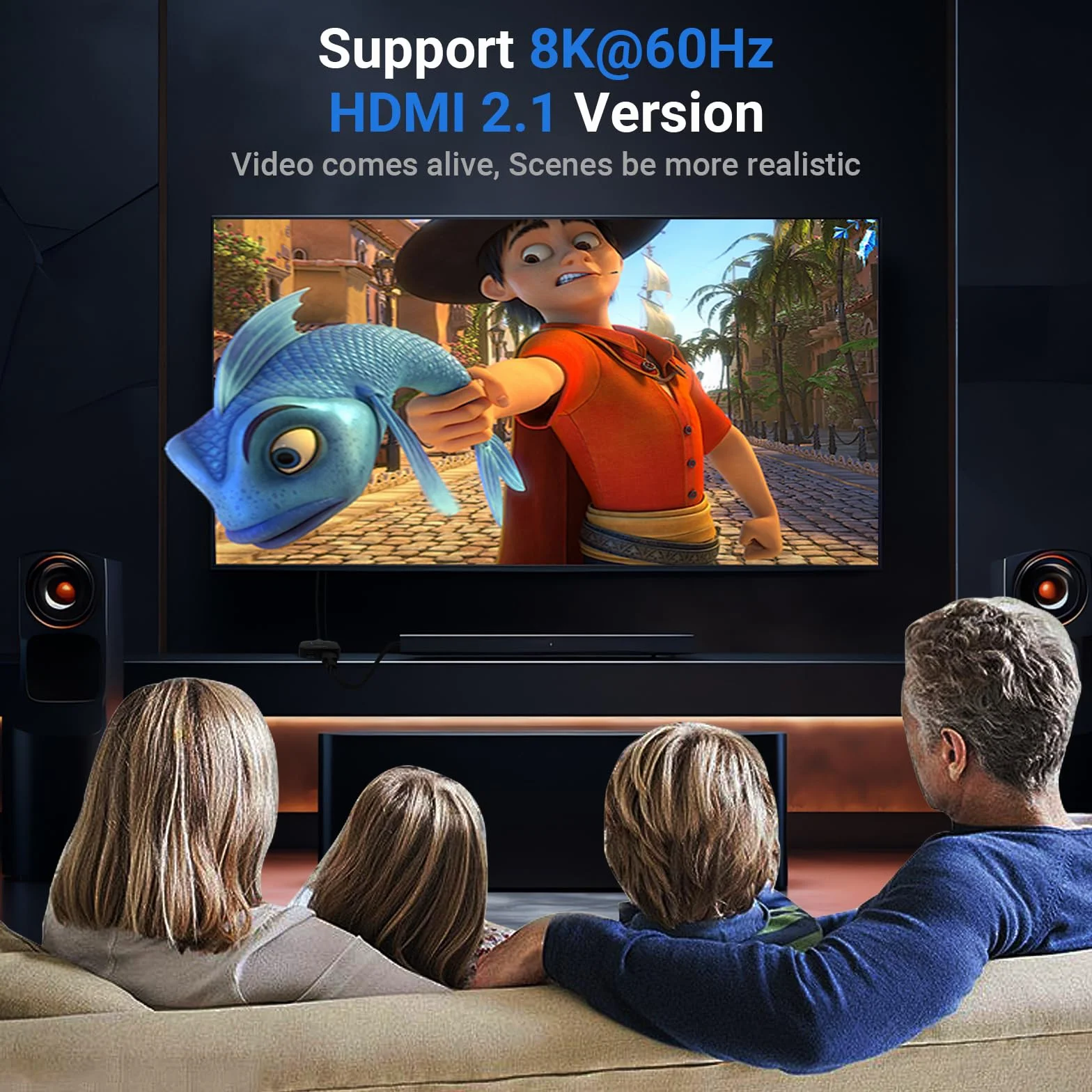 Przełącznik HDMI 8K 60Hz 4K 120Hz 2 w 1 rozdzielacz HDMI 1 w 2 z kablem zasilającym